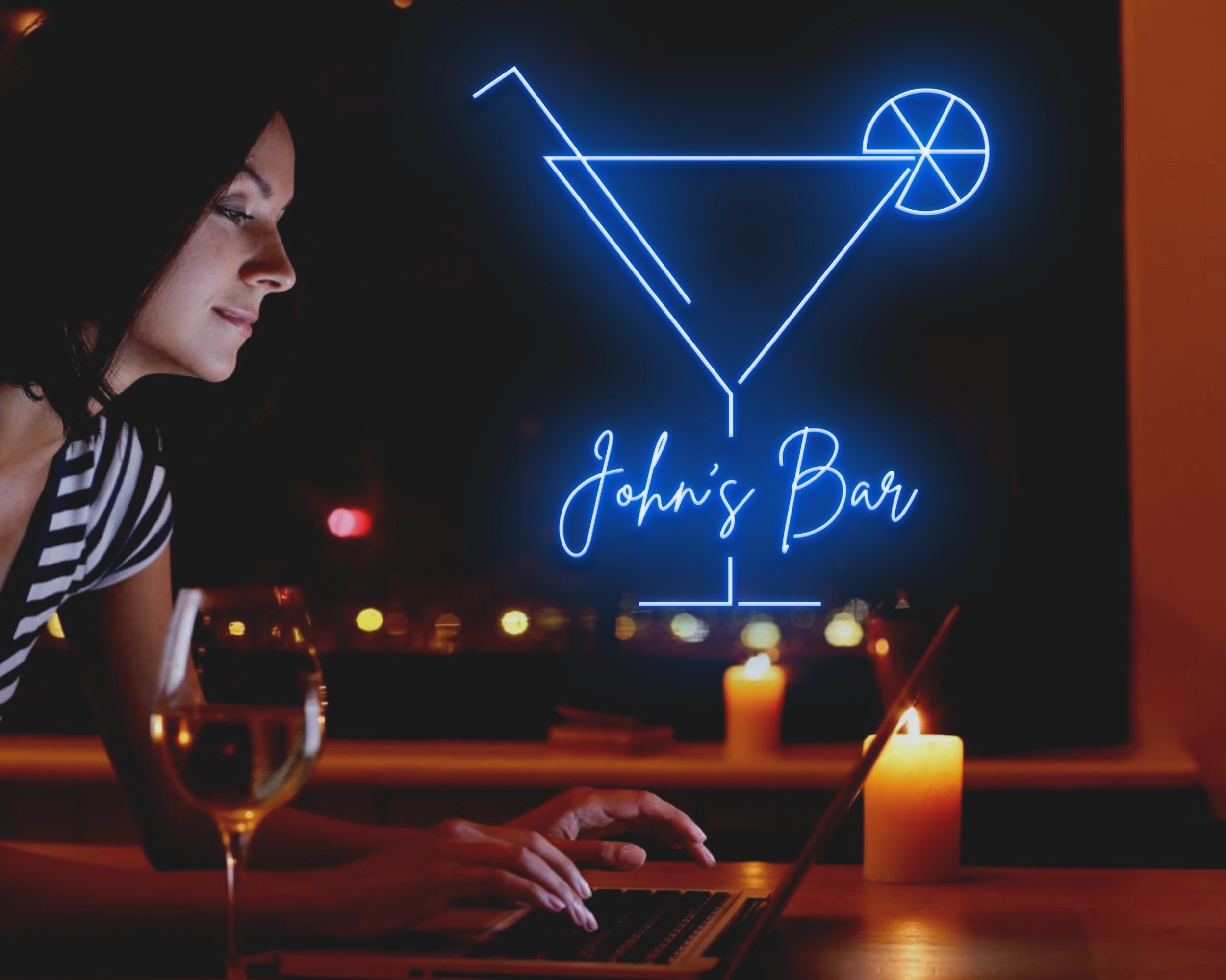 Custom Cocktails Cup Name Bar Pub Neon Signs