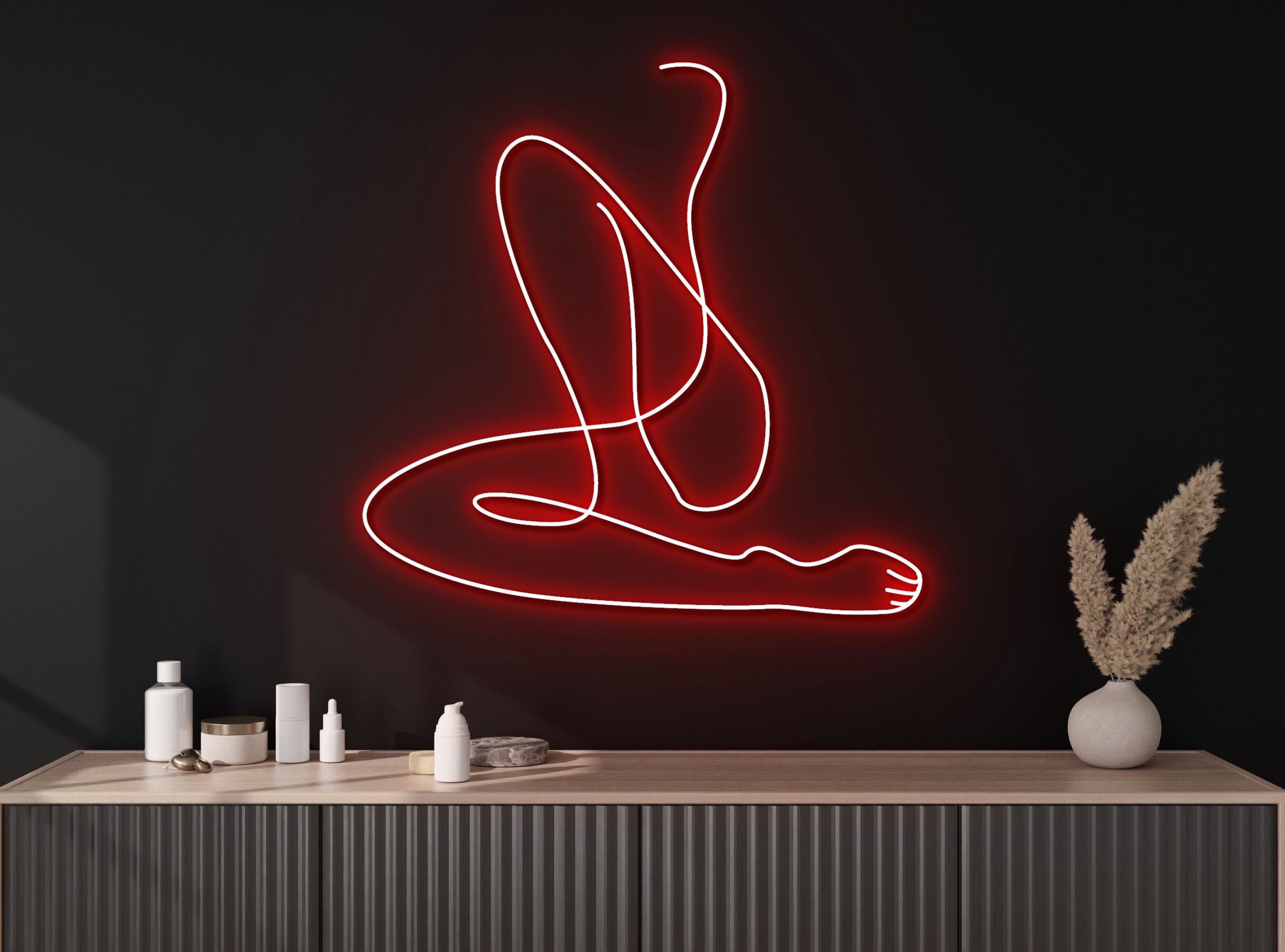 Sexy Sitting Beautiful Body Woman Neon Signs