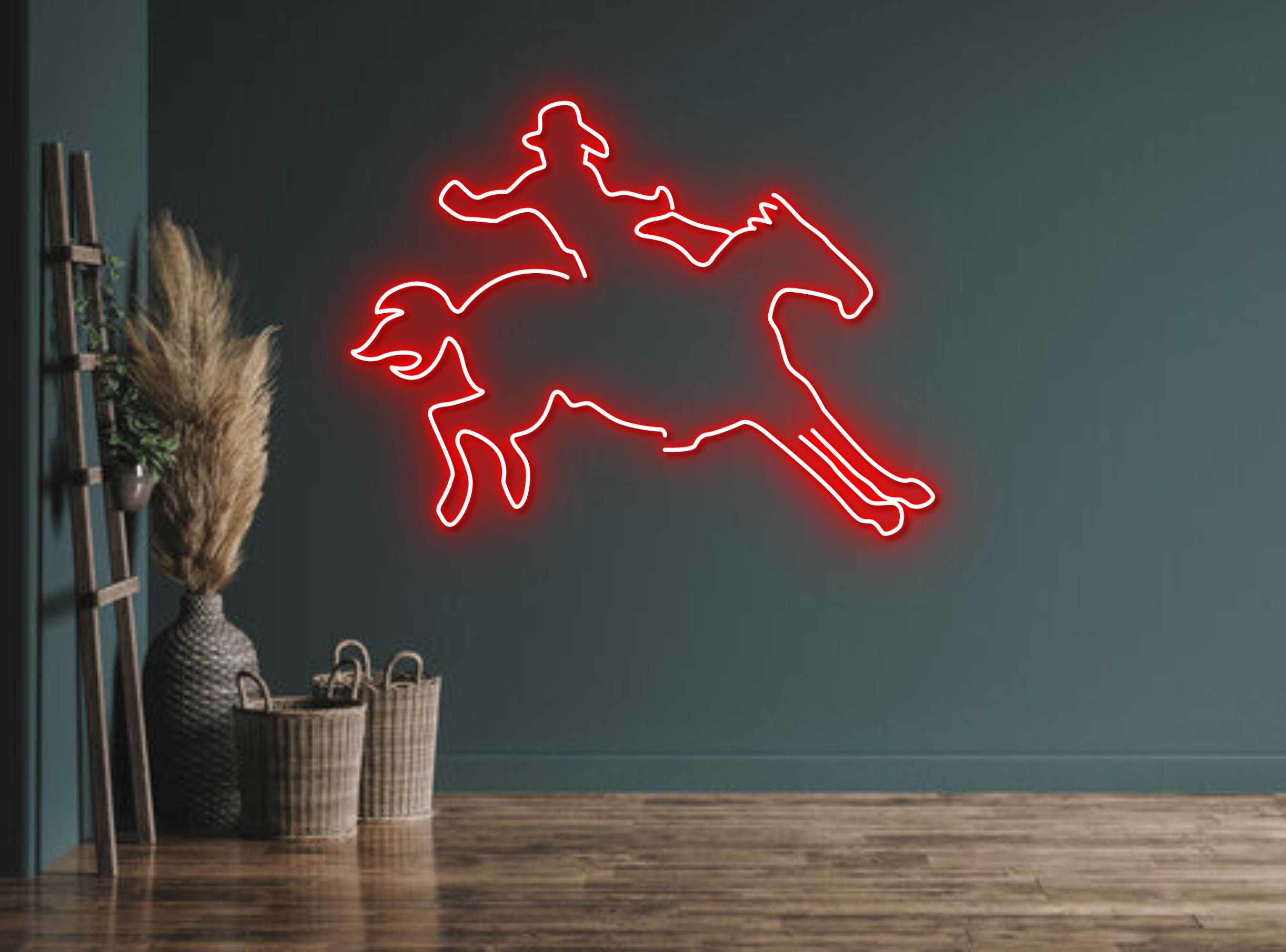 Cowboy Riding Horse Neon Sign Hanging Sign Wall Art