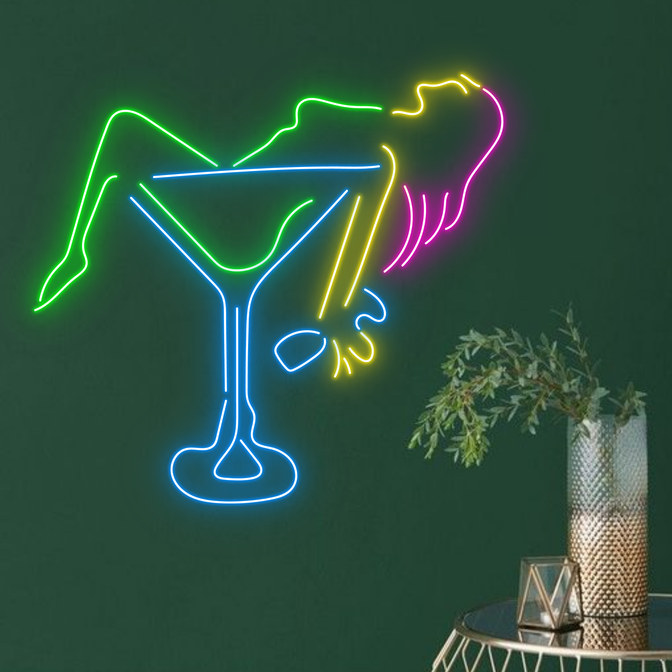 Sexy Girl Drink Cocktail Neon Signs Bar Pub Wall Decor