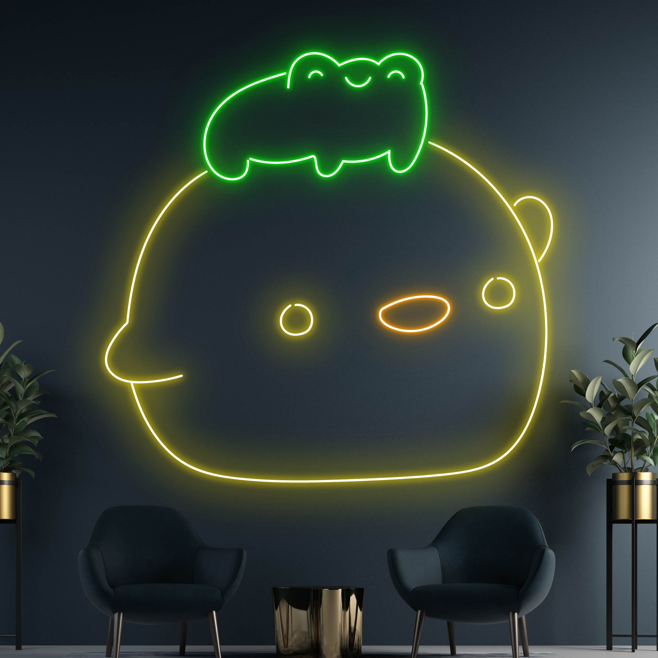 Cute Duck and Frog Neon Sign Animal Long-lasting Wall Decor