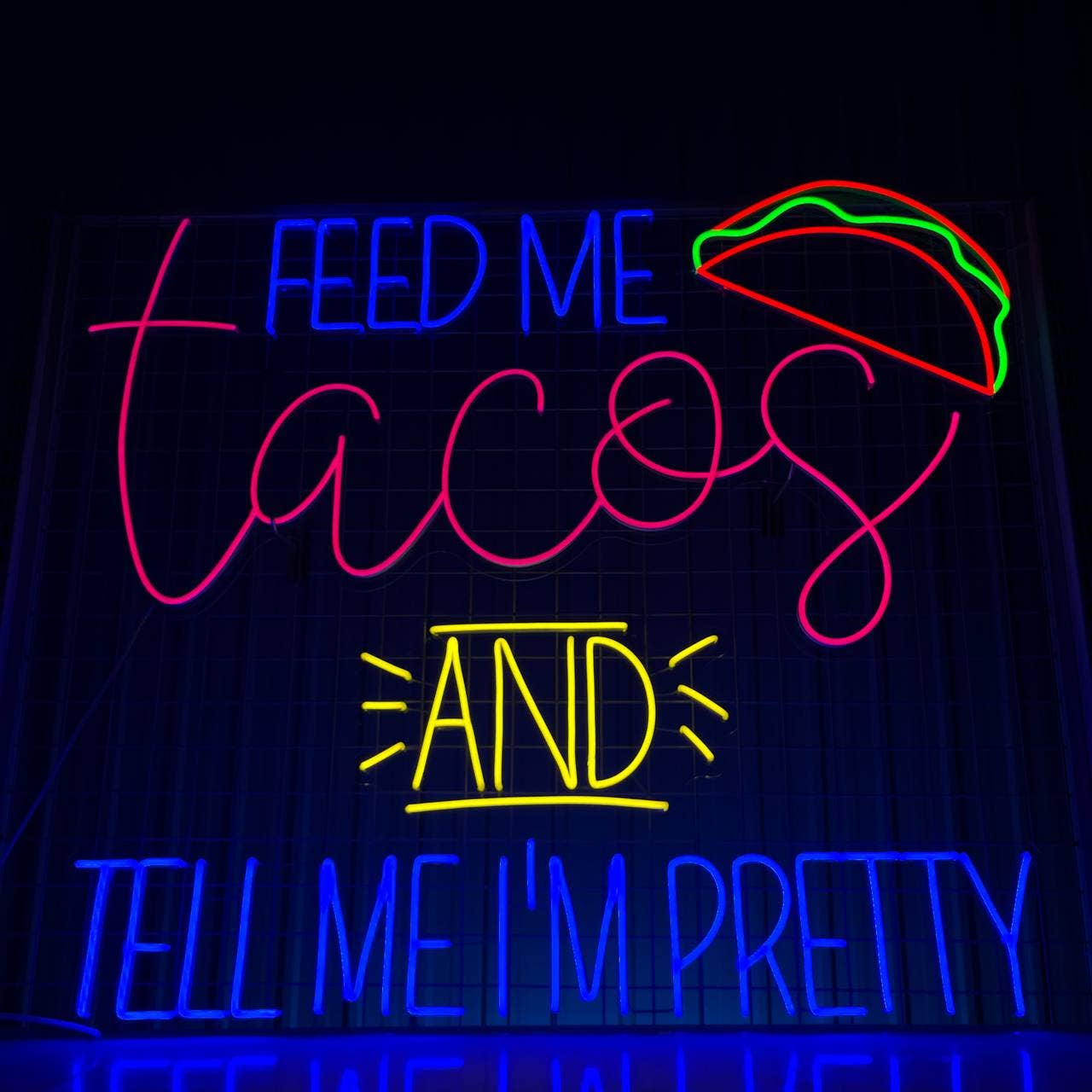 Feed Me Tacos Neon Sign Restaurant Wall Decor Signboard