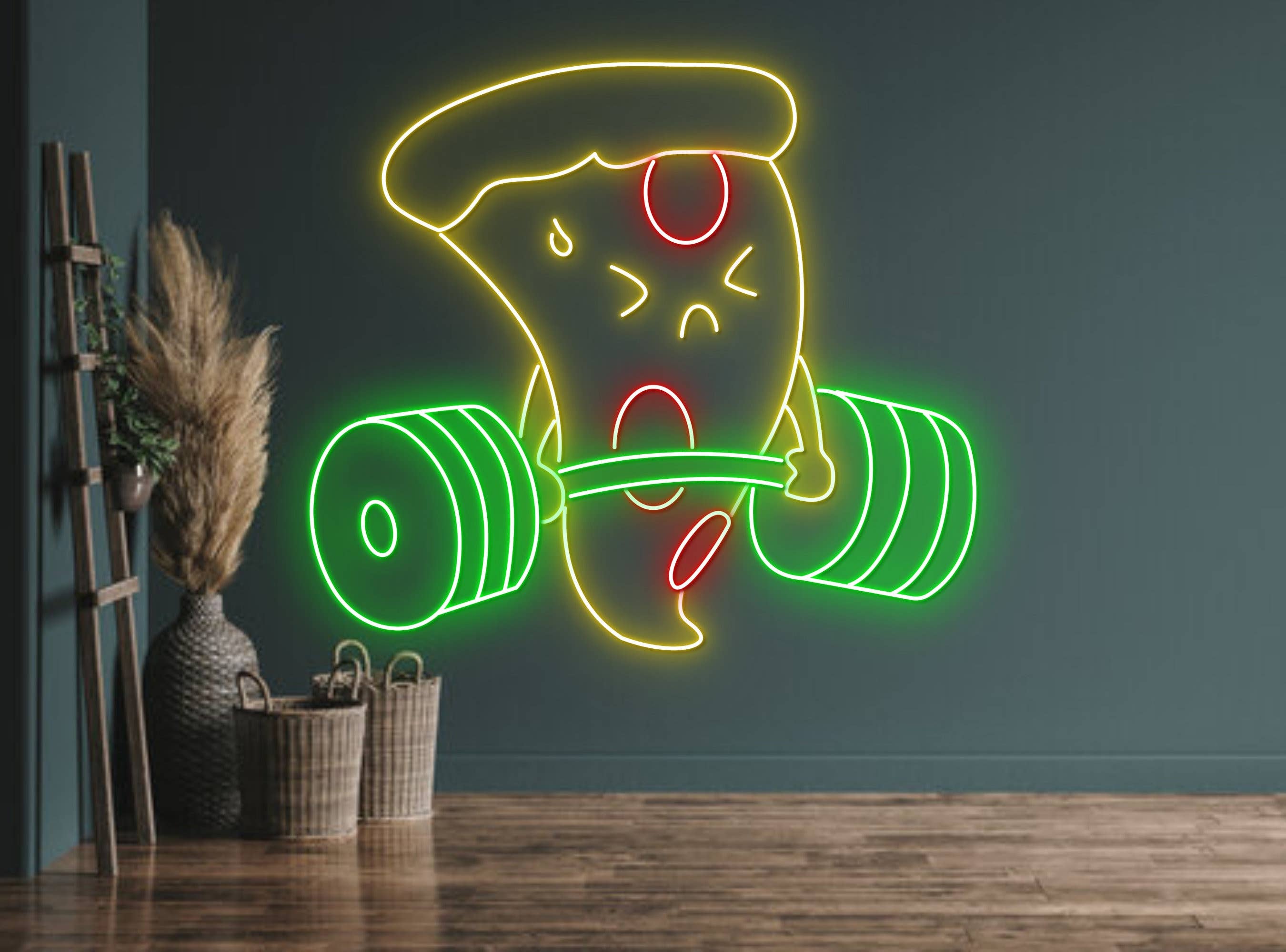Pizza Lift The Weight Neon Sign Pizza Slice LED Sign