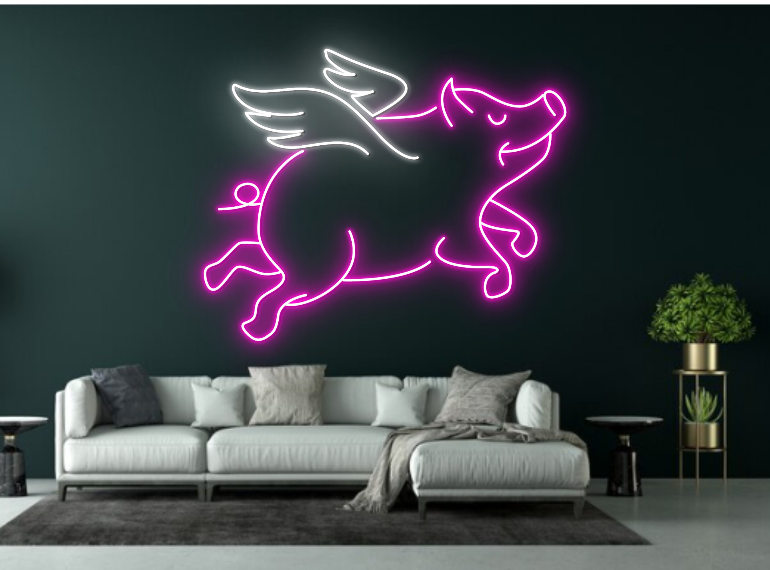 Pig With Wings Neon Sign Wall Decor