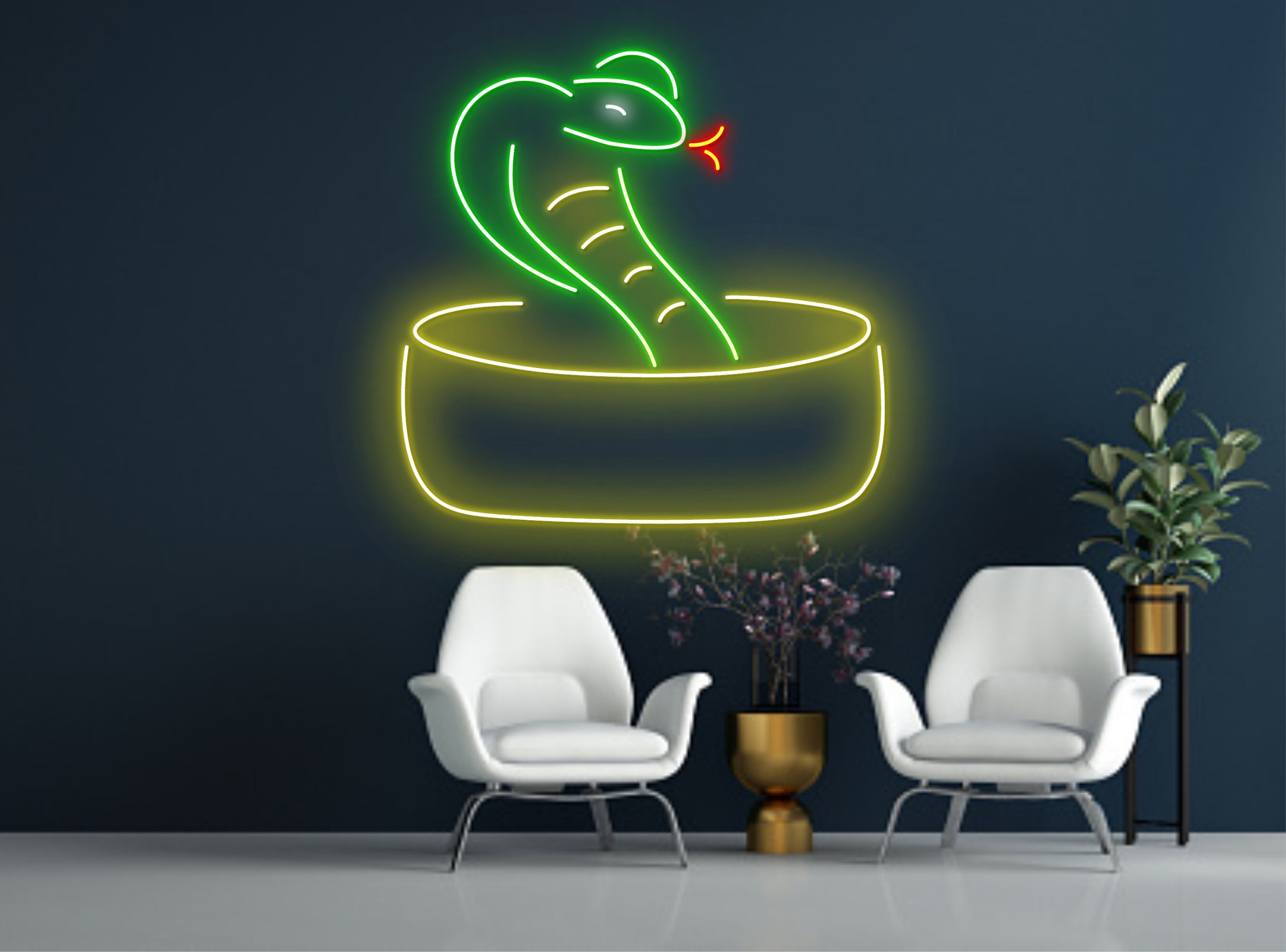 Snake Line Art Neon Sign Wall Art Decor Gift