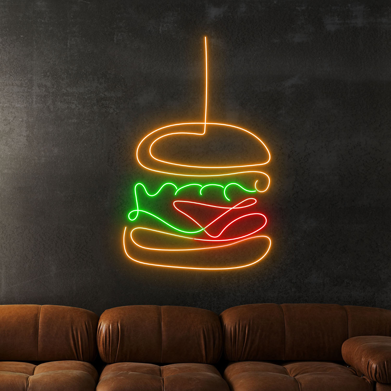 Burger Line Art Neon Sign Fast food Restaurant Wall Decor