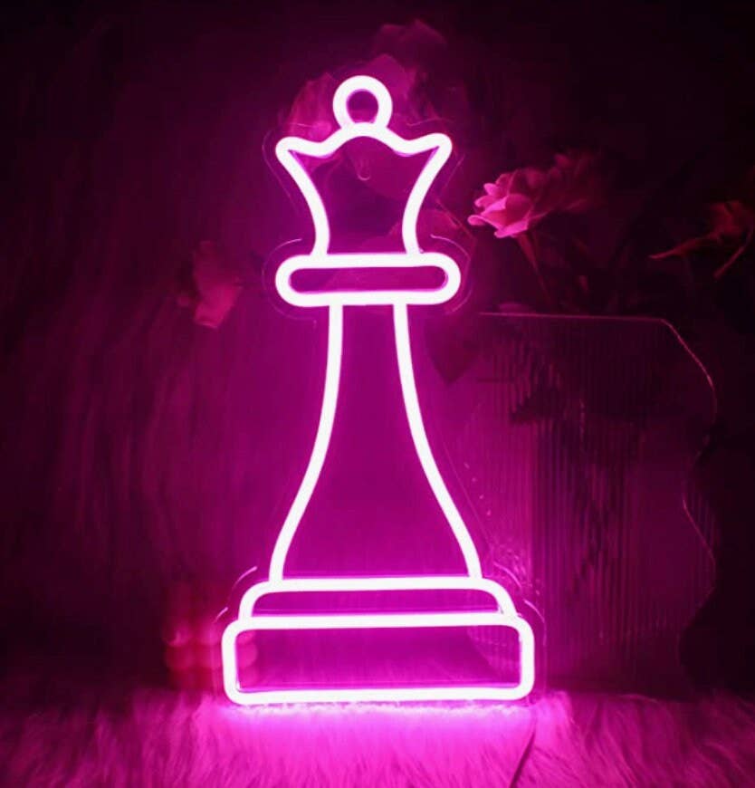 Chess Neon Signs Chess Queen King Art Sign Decor