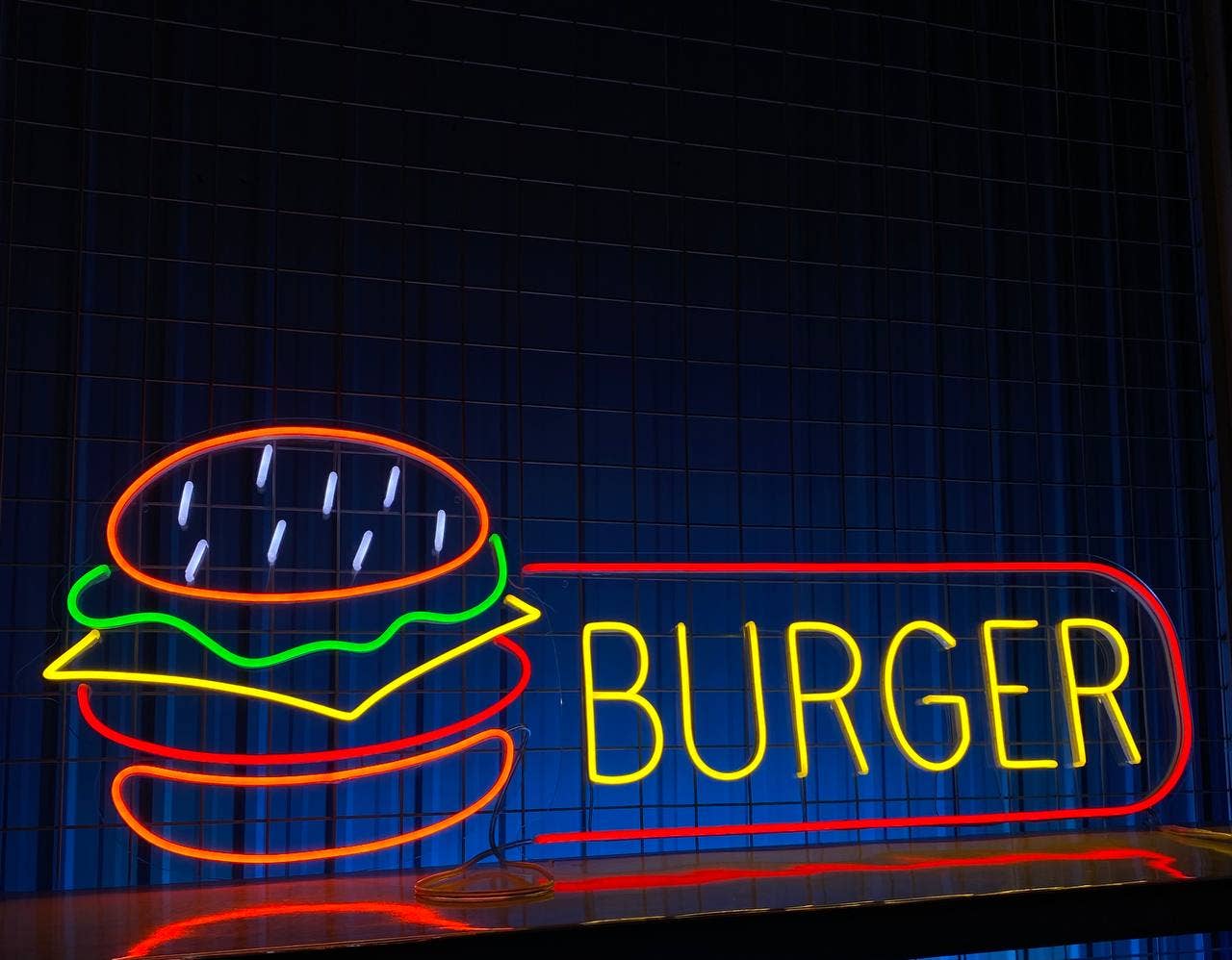 Burger Neon Sign Fast Food Decor