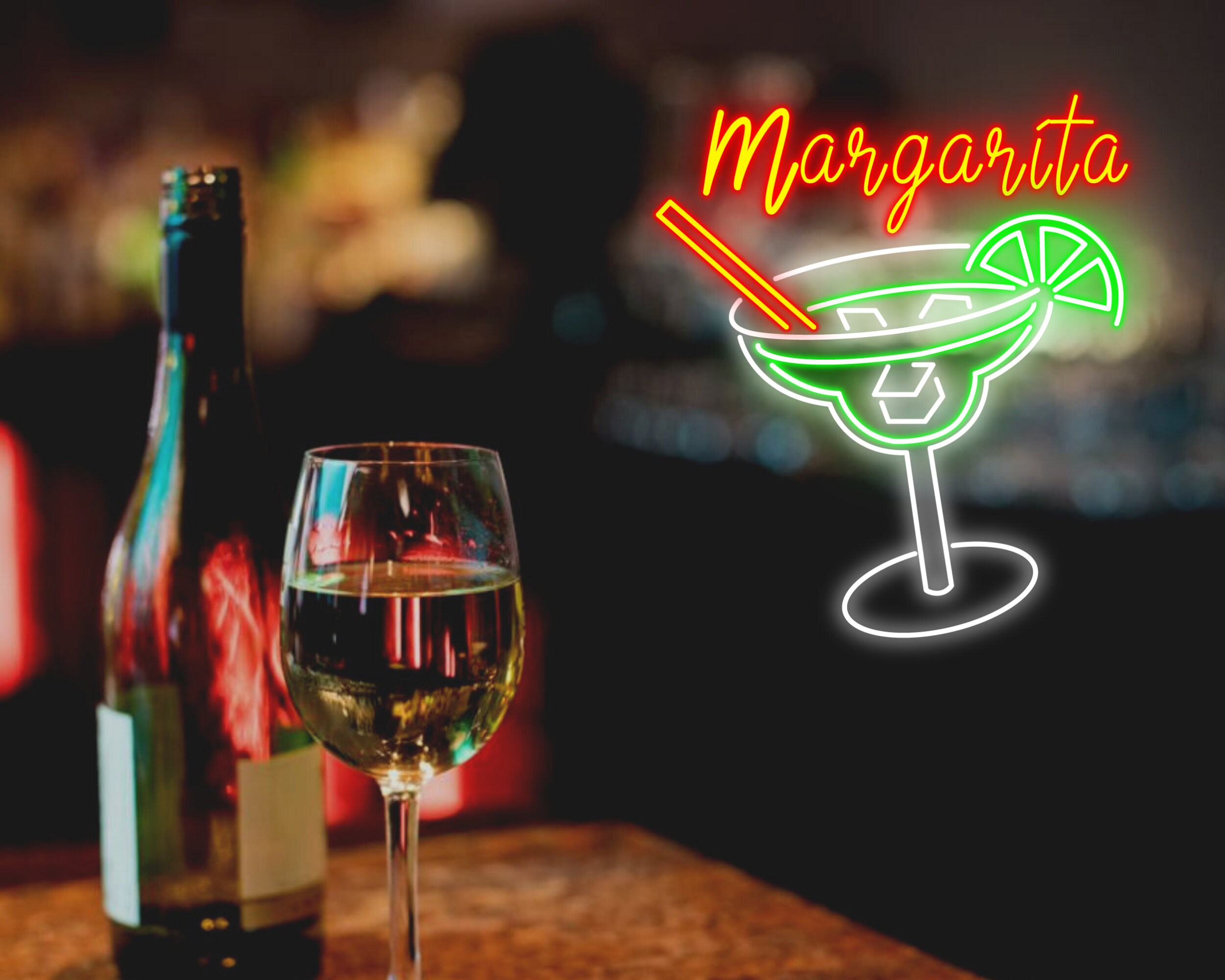 Cocktails Margarita Cup Bar Pub Neon Sign