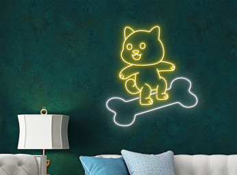 Shiba Inu Dog Skateboard Bone Neon Sign