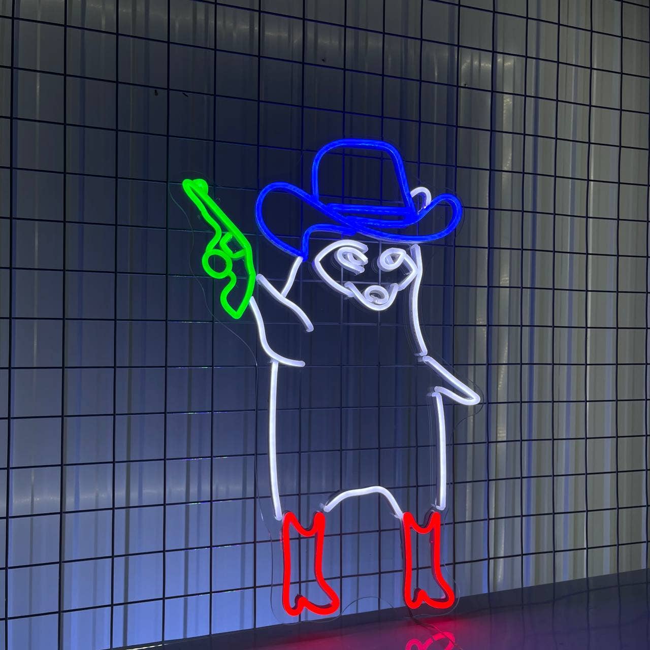 Raccoon Cowboy Hat With Gun Neon Sign