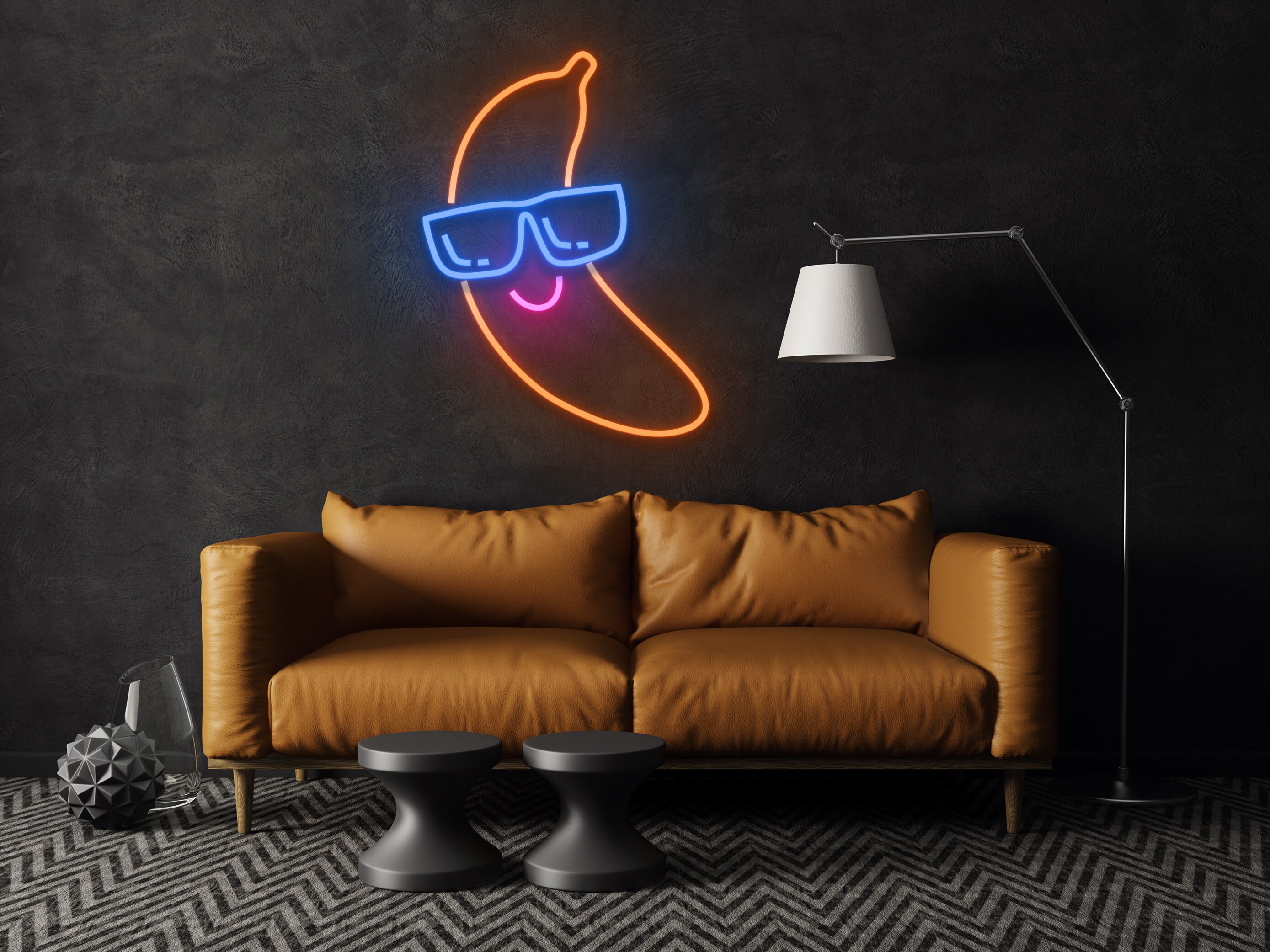 Banana With Glasses Neon Sign