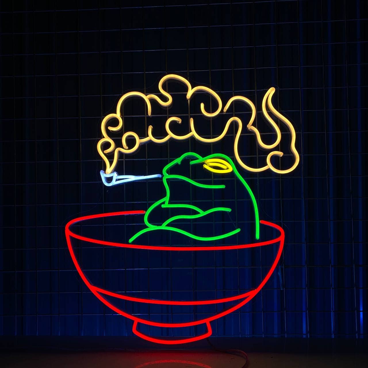 Frog Smoke Noodles Bowl Led Sign Ramen Bowl Neon Light