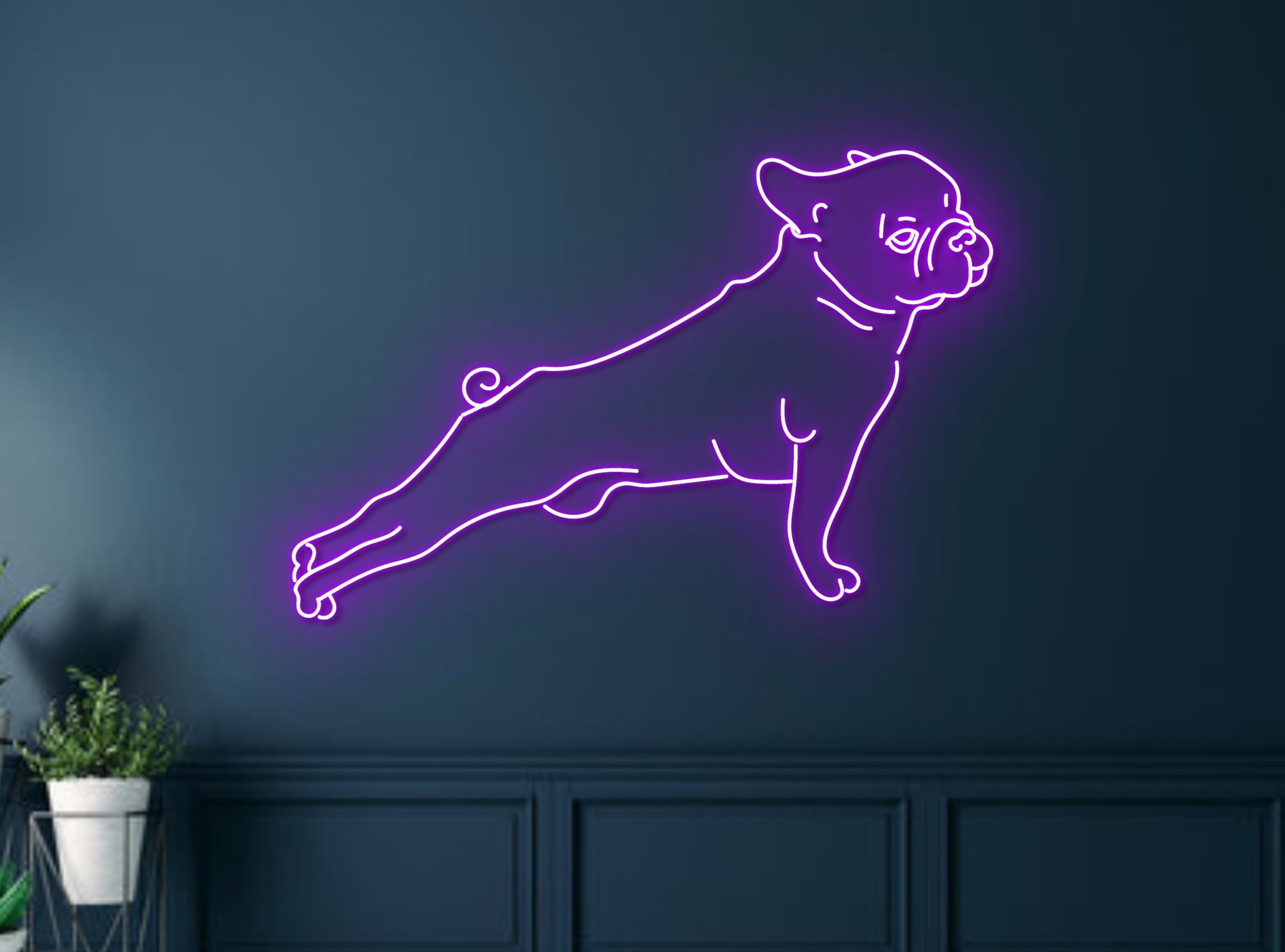 Yoga Pug French Bulldog Neon Sign