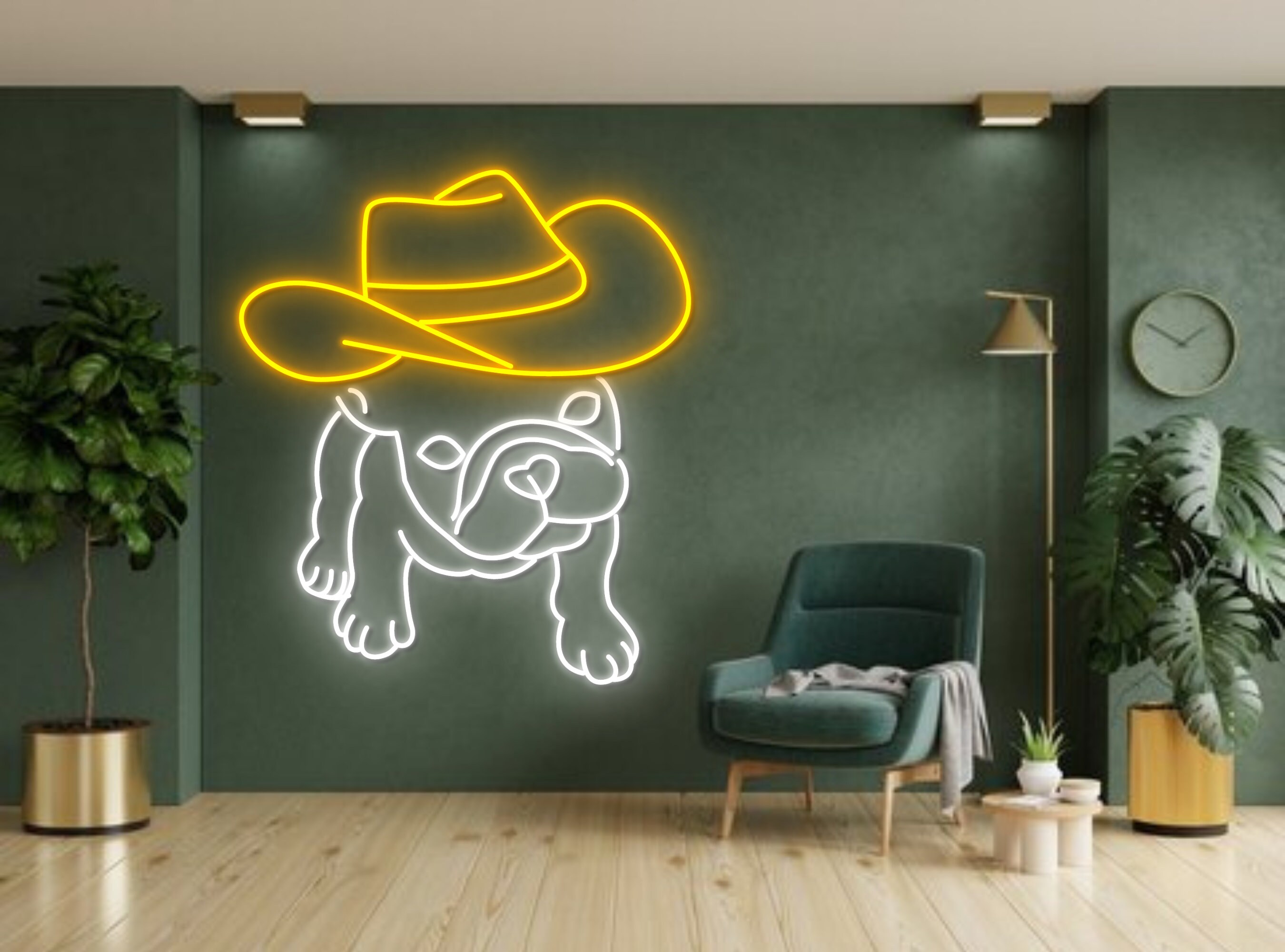 French BullDog Cowboy Hat Neon Sign Decoration Gift