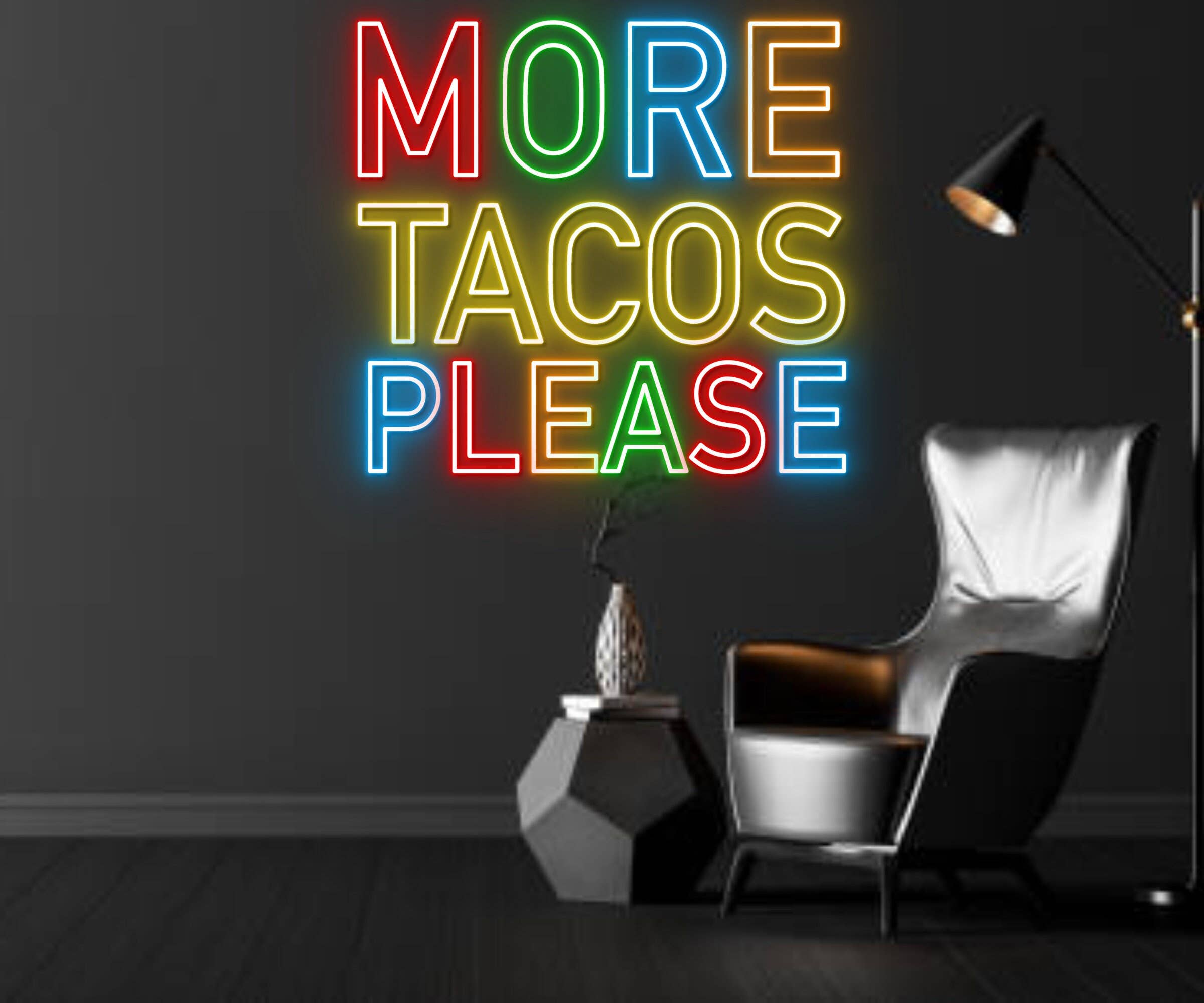 More Tacos Please Neon Sign Mexico Restaurant Wall Decor