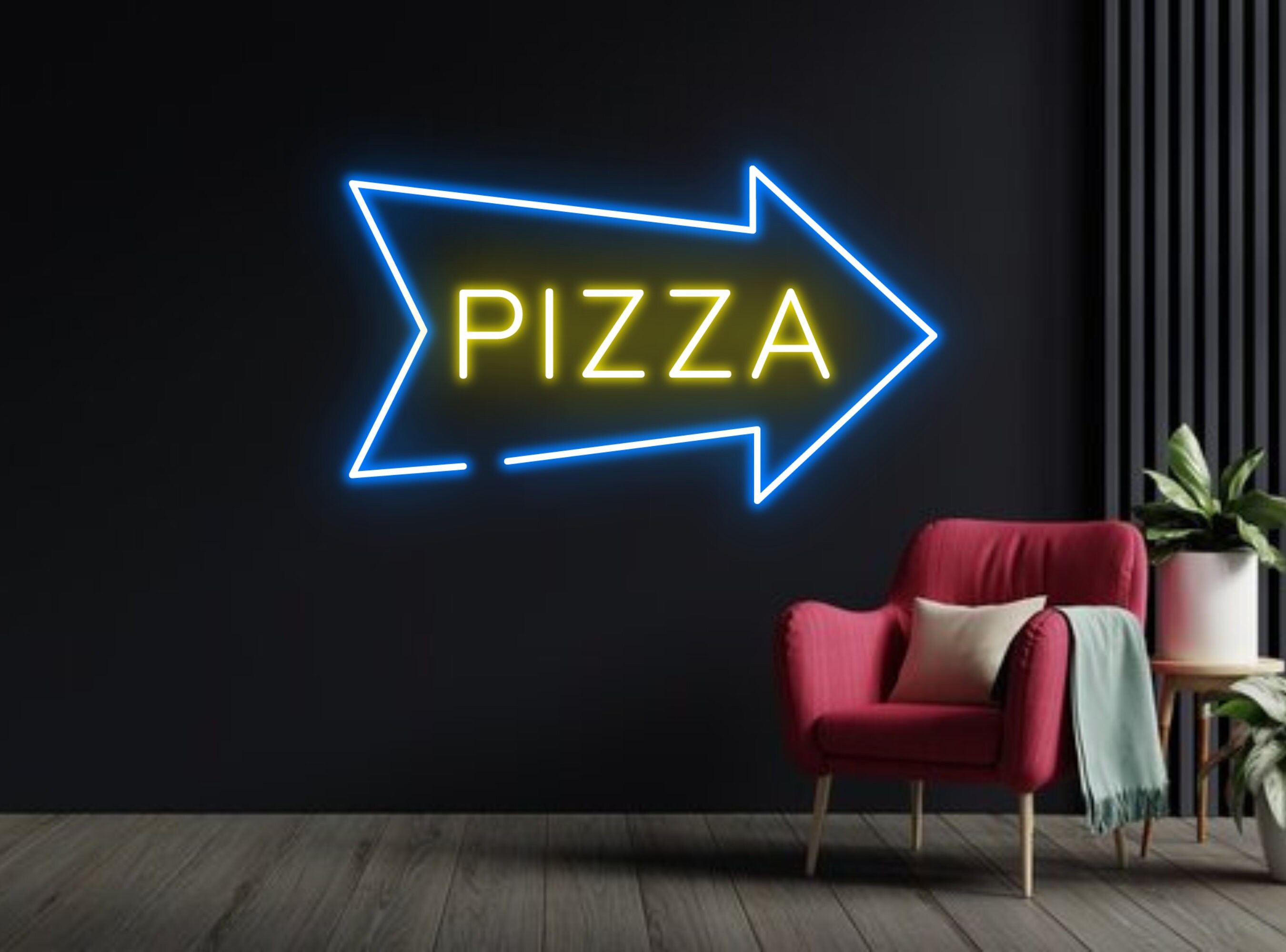 Pizza Open The Slice Neon Sign Wall Decor