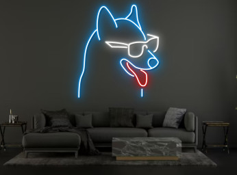 Cool Dog With Glasses Neon Sign