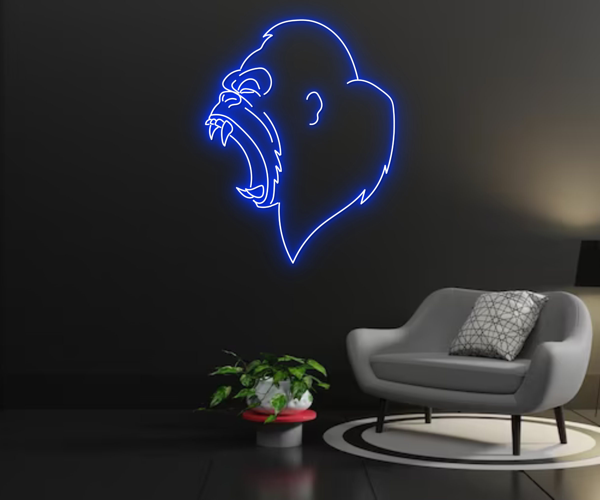 Gorilla Monkey Chimpanzee Roar Neon Sign