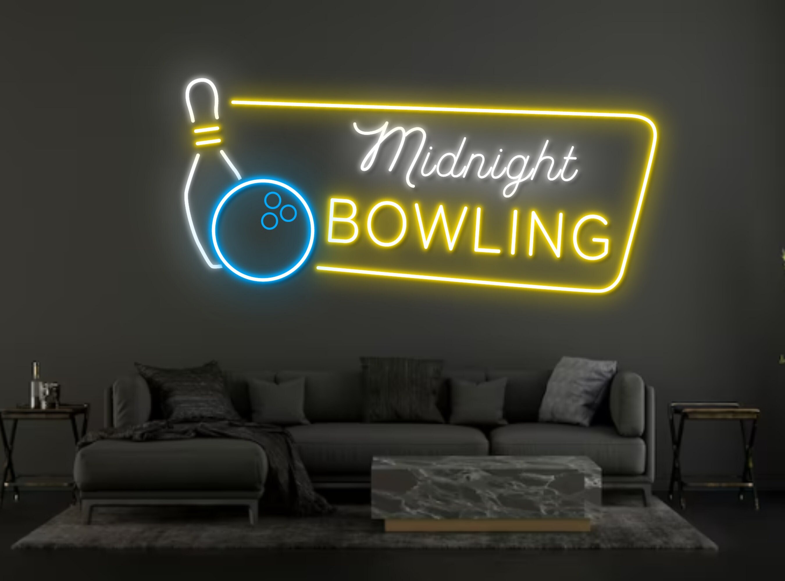 Midnight Bowling Ball Fire Neon Sign Sport Lover Gifts