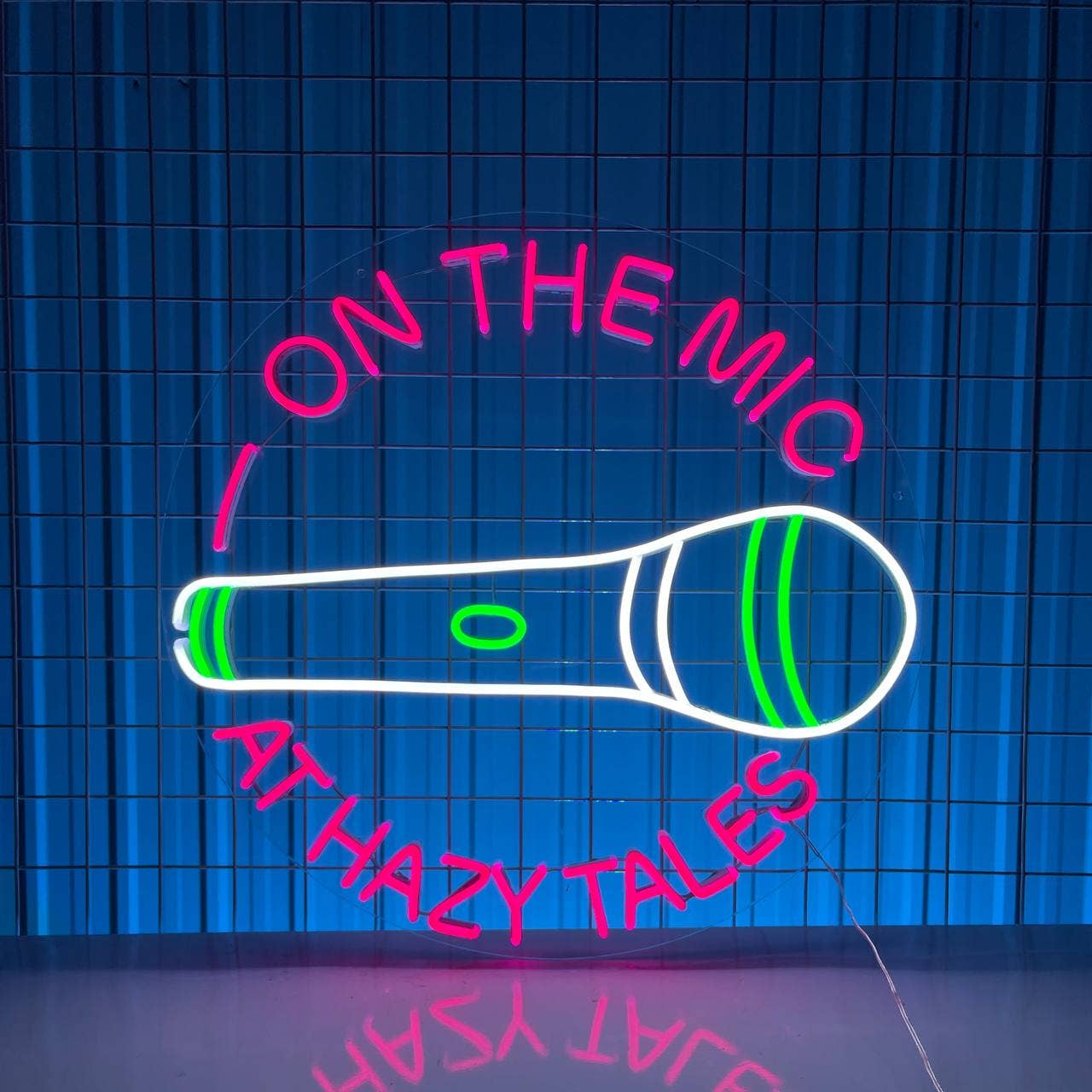 On The Mic Neon Sign Decor Karaoke Studio Signboard Decor