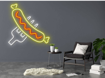 Sausage on Fork Restaurant Neon Sign