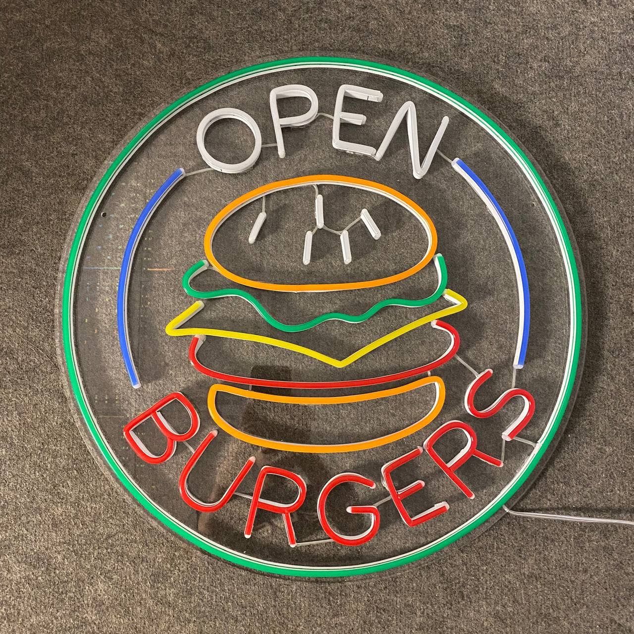 Burgers Neon Sign Fast Food Decor