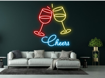 Couple Champagne Glass Party Pub Neon Signs