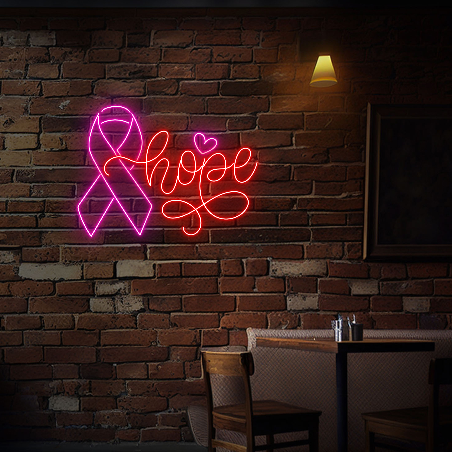 Hope Breast Cancer Awareness Neon Sign Wall Decor