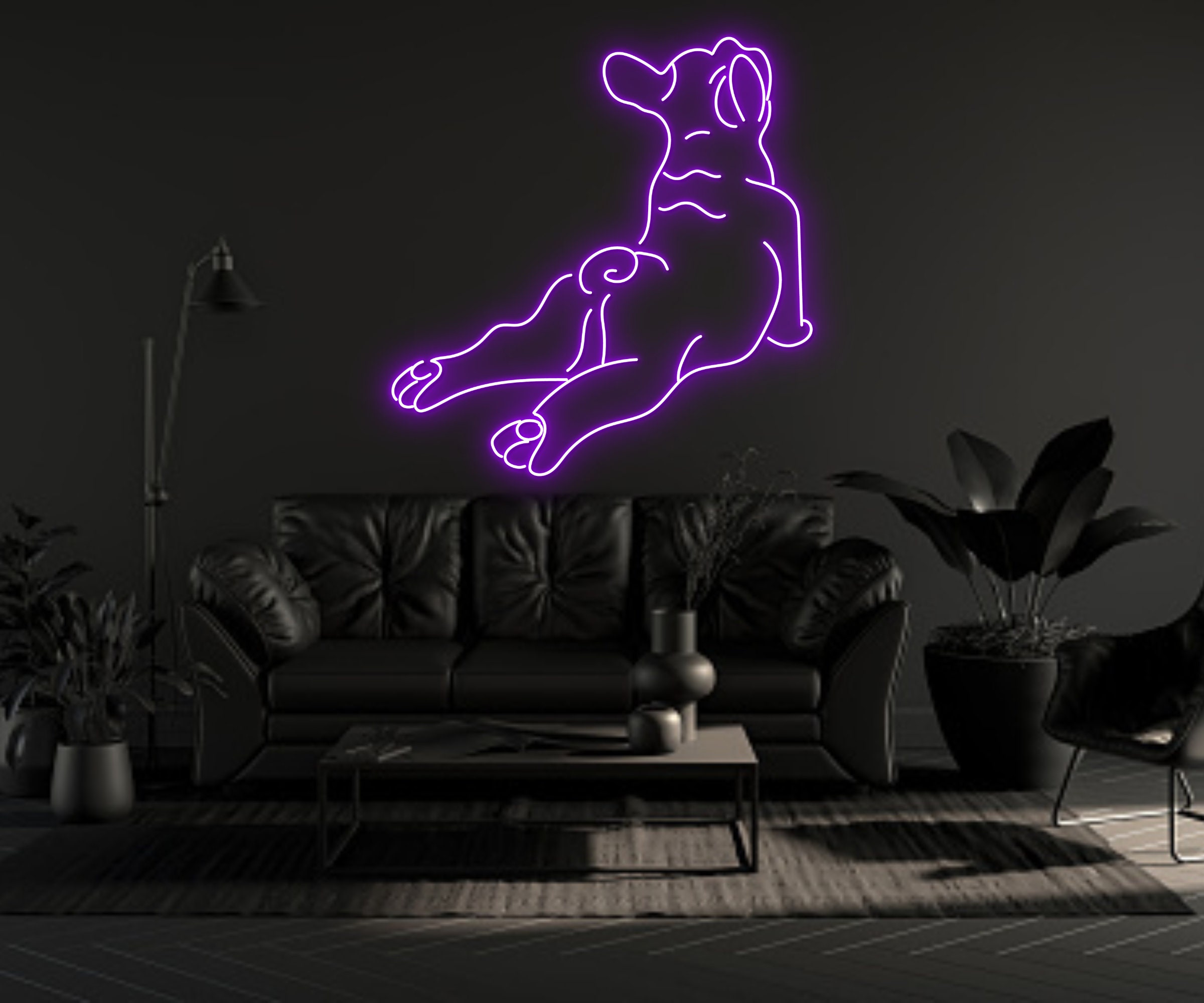 Lazy Lying Pug French Bulldog Neon Sign