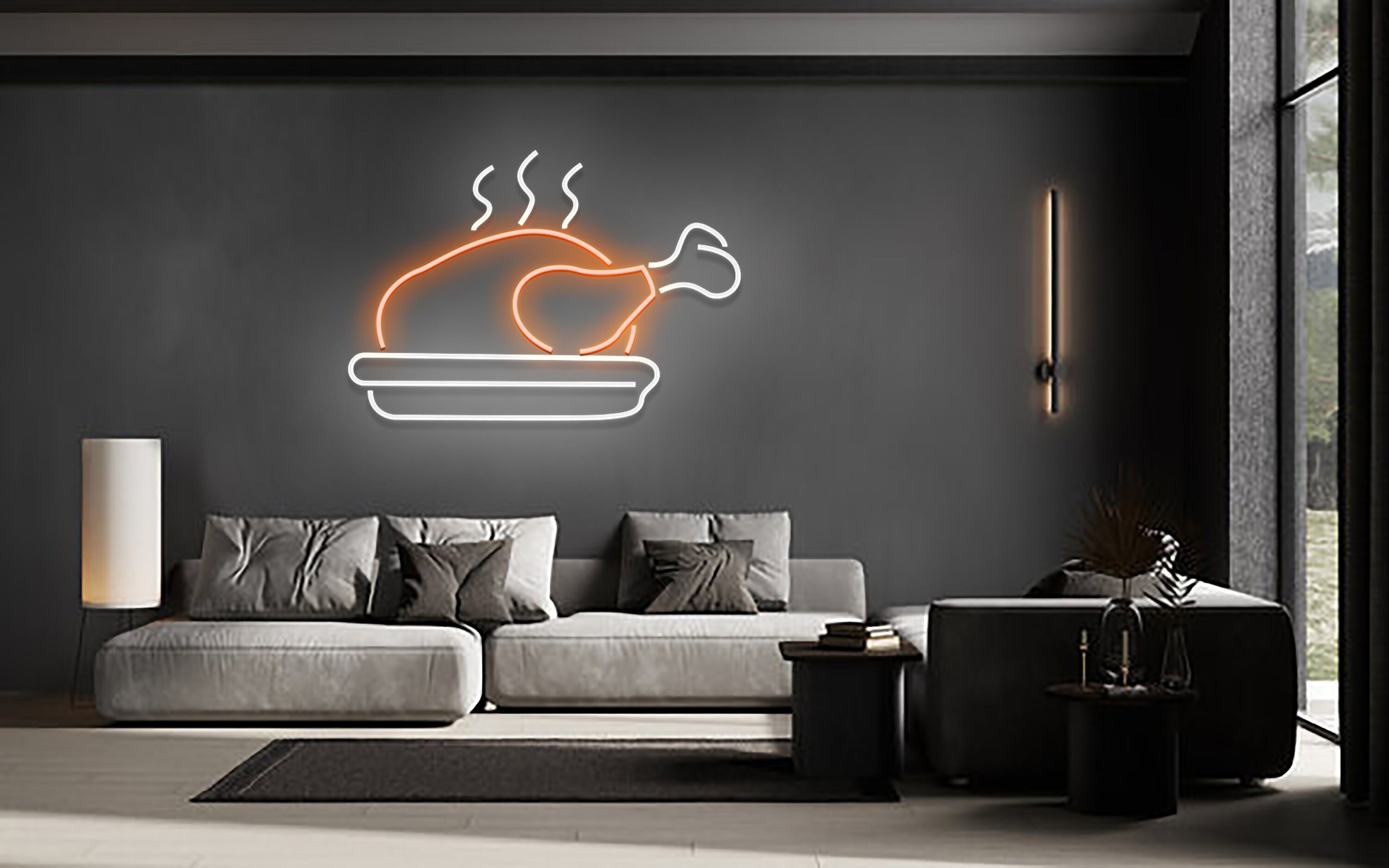 Chicken On The Plate Neon Sign Wall Art Signage