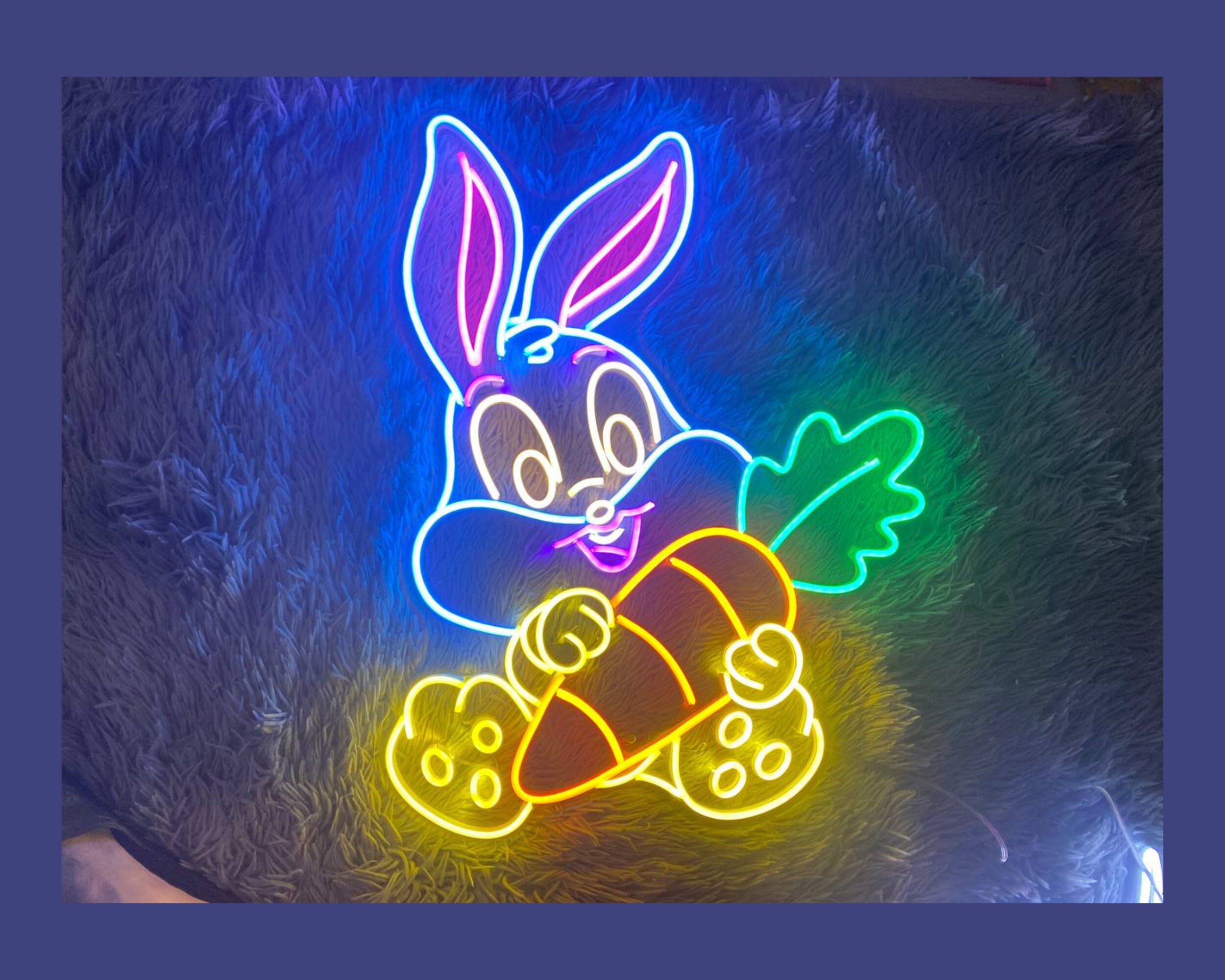 Cute Bunny Rabbit Neon Sign Light Up Wall Decoration