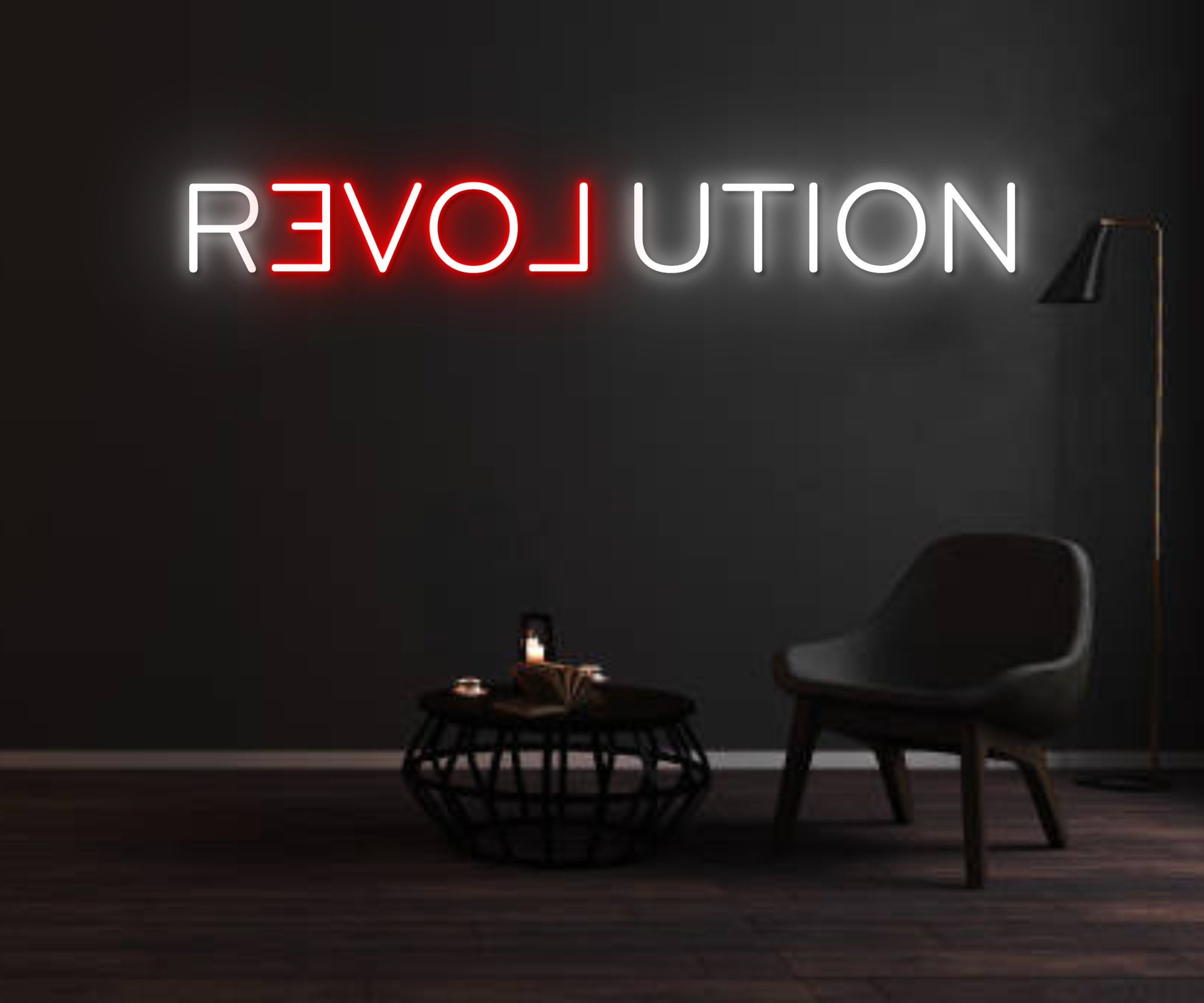 Revolution 3D Typography Neon Sign