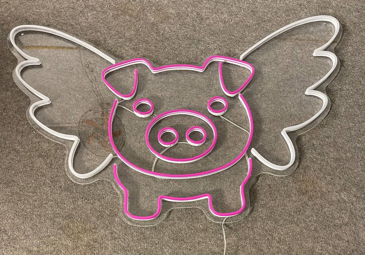 Pig FLy Neon Sign Animal Cute Wall Decor