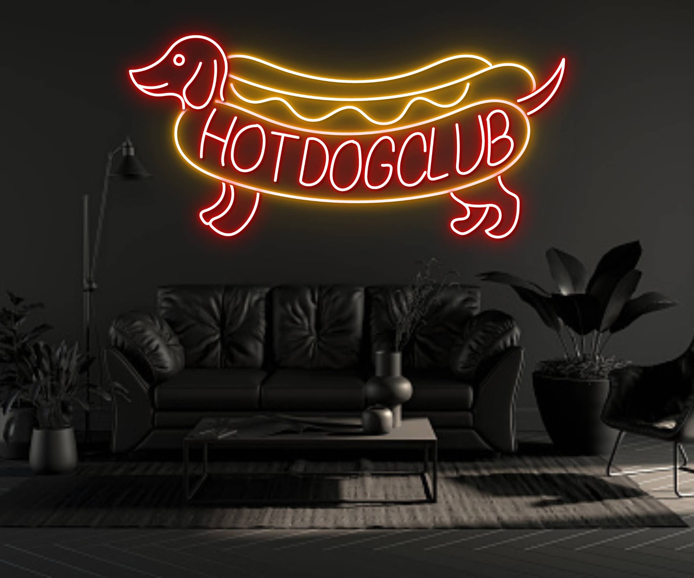 Sausage Dog Club Neon Sign Hotdog Wall Decor Neon Sign