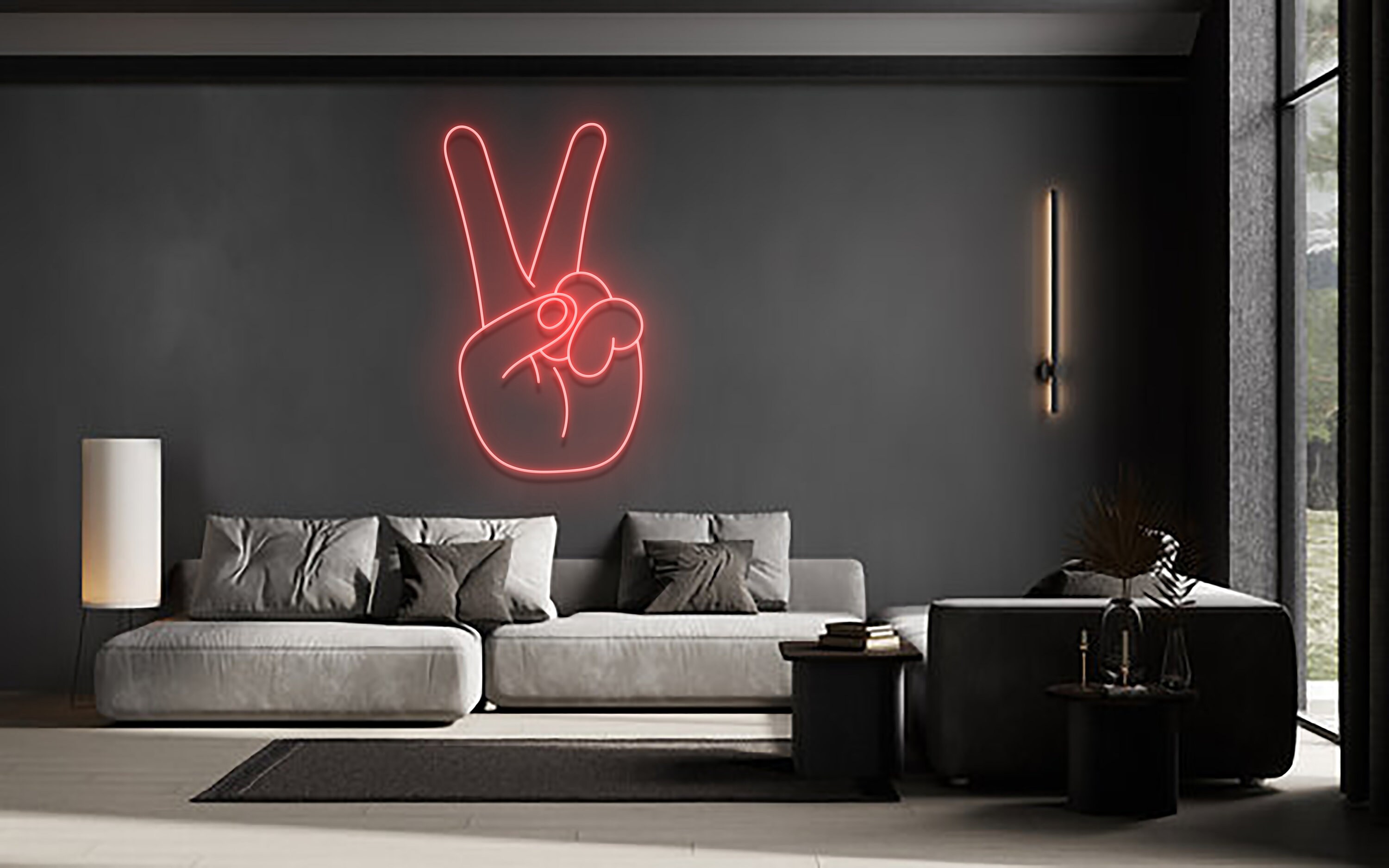 Peace Hand Neon Sign