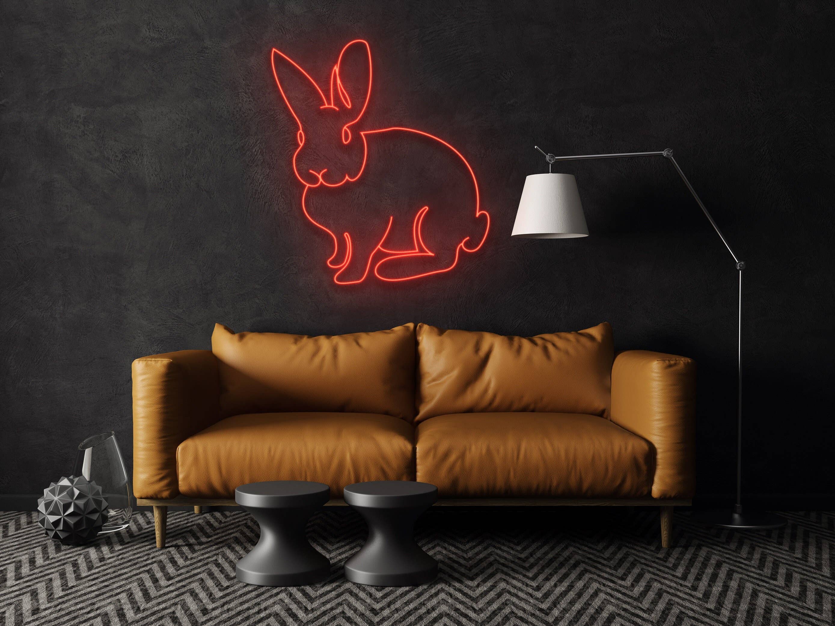Rabbit Neon Sign Animal Wall Art Decor Easter Gifts