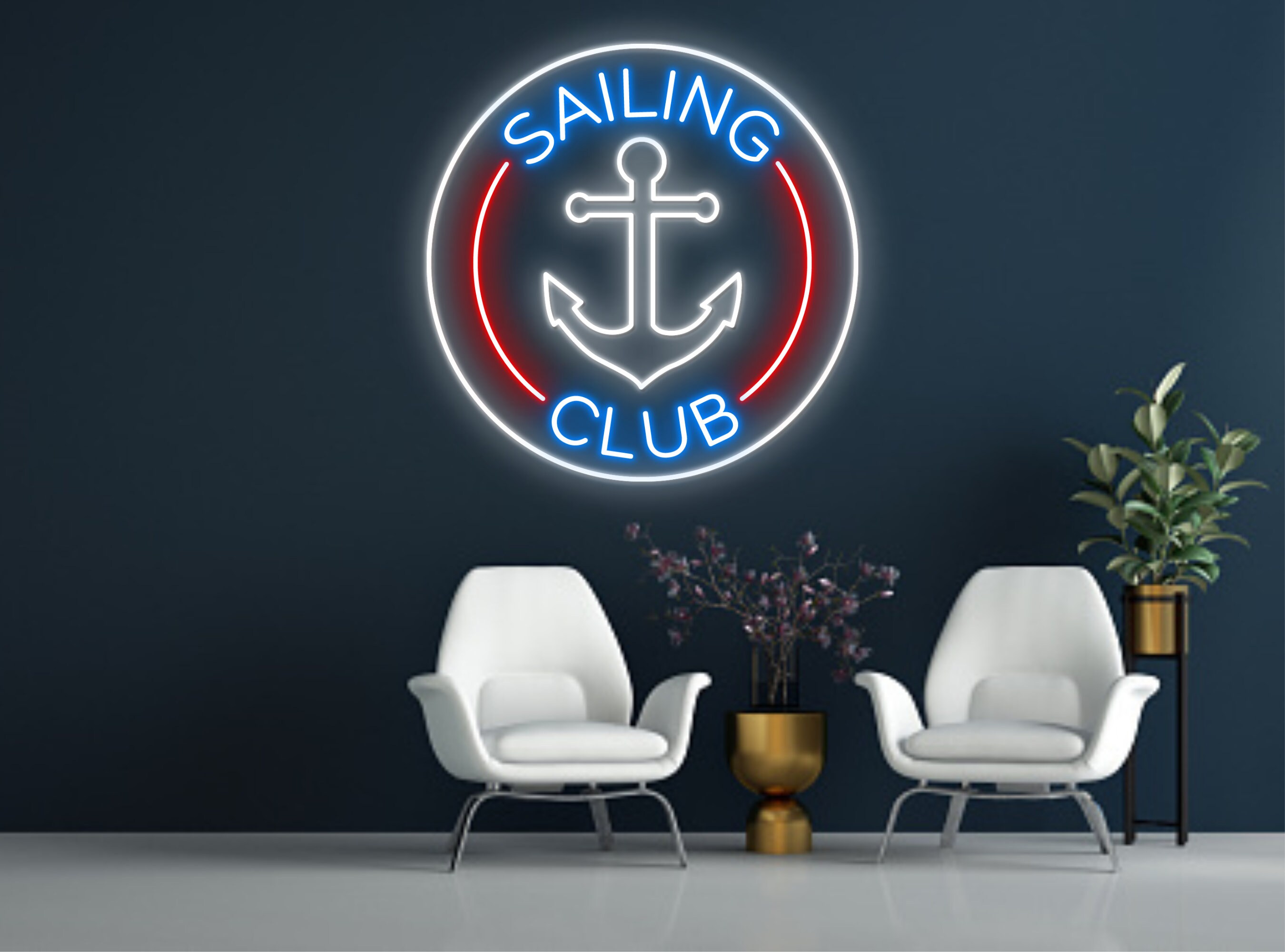 Sailing Club Anchor Beach Neon Sign Anchor Wall Decor