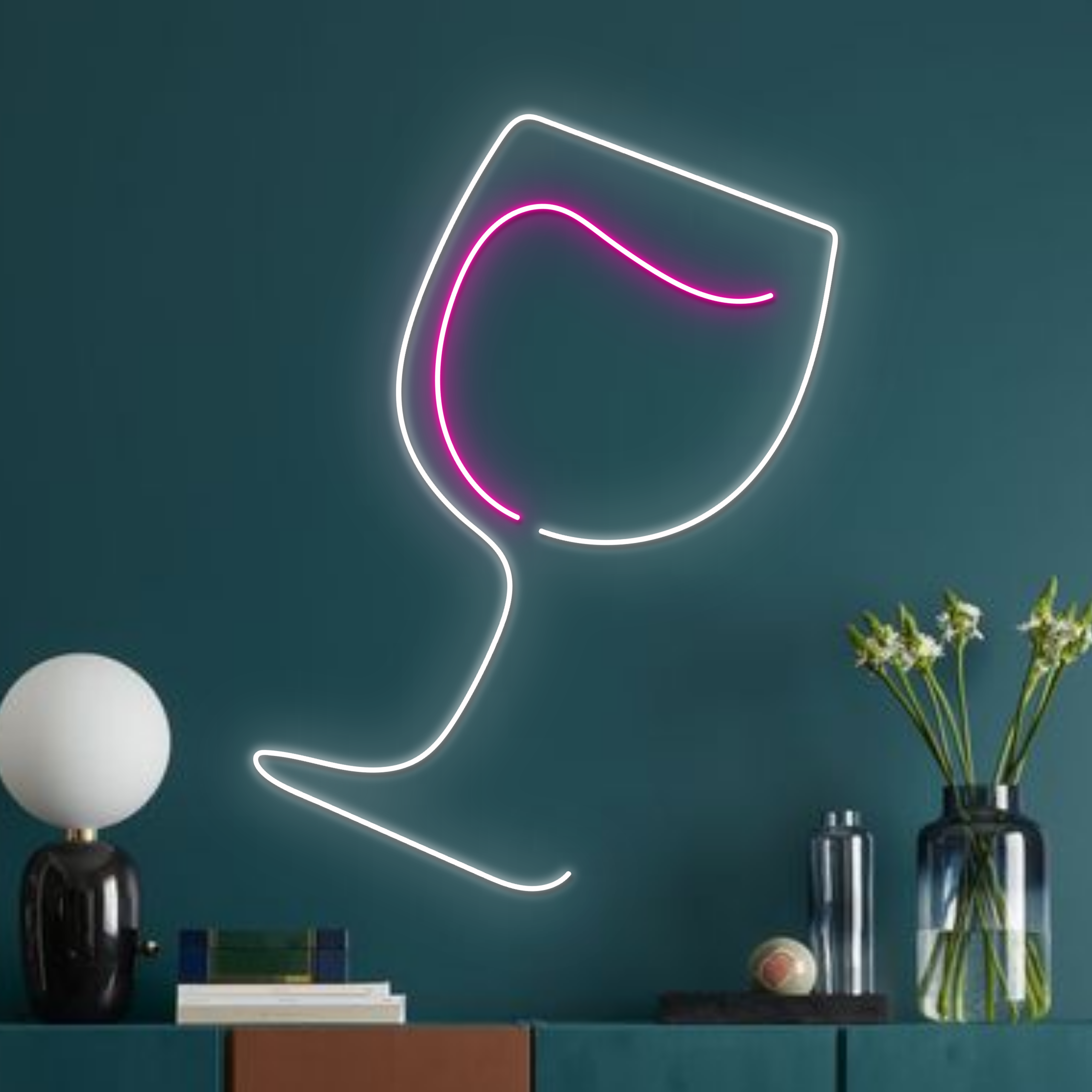 Champagne Glass Neon Signs Bar Pub Decor