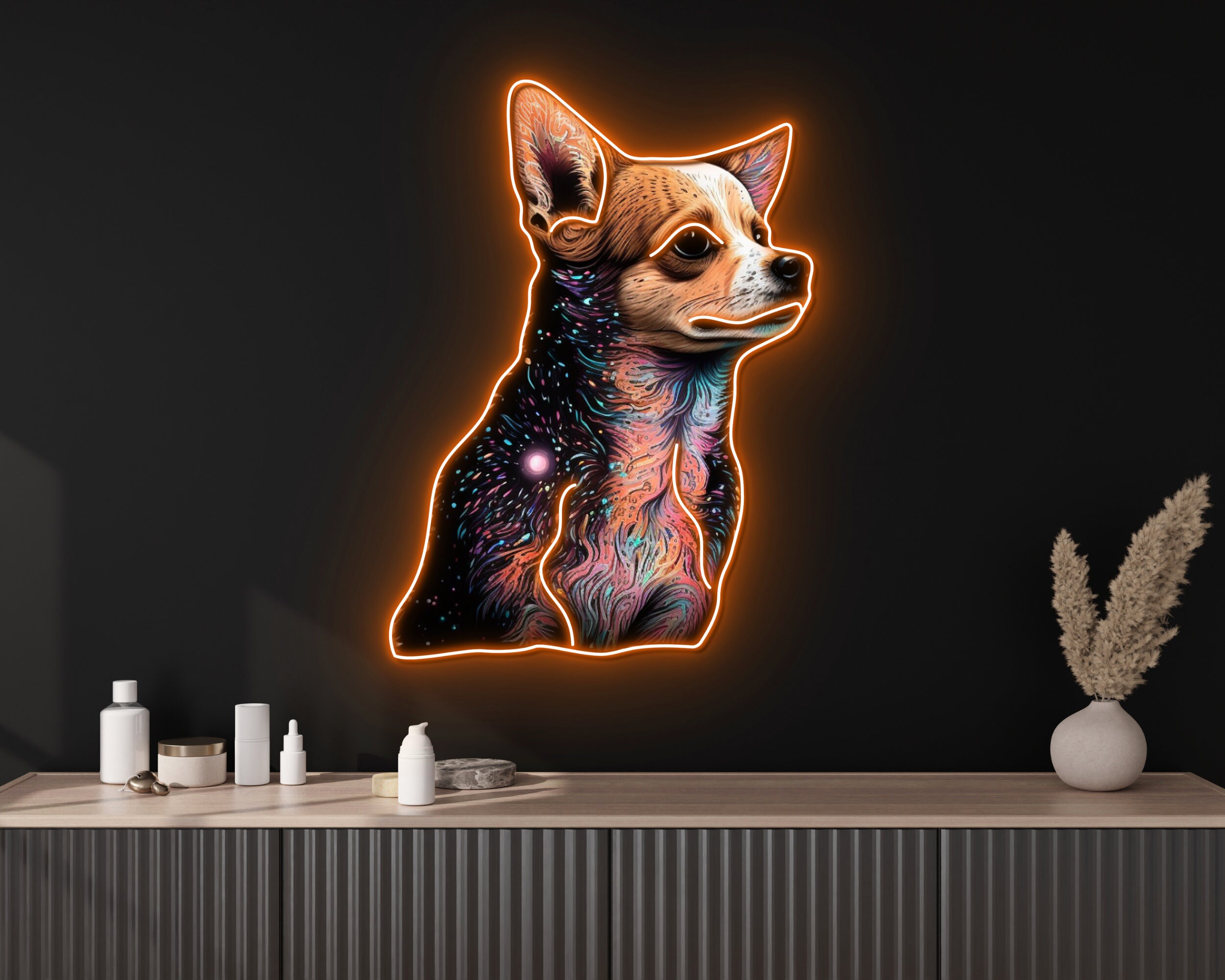 Galaxy Colourful Art Chihuahua Dog Painting Pom Puppy Owners