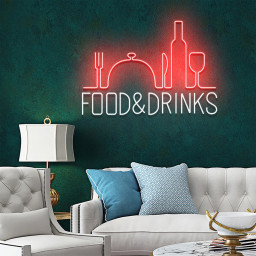 Food And Drinks Neon Sign Kitchen Room Decor
