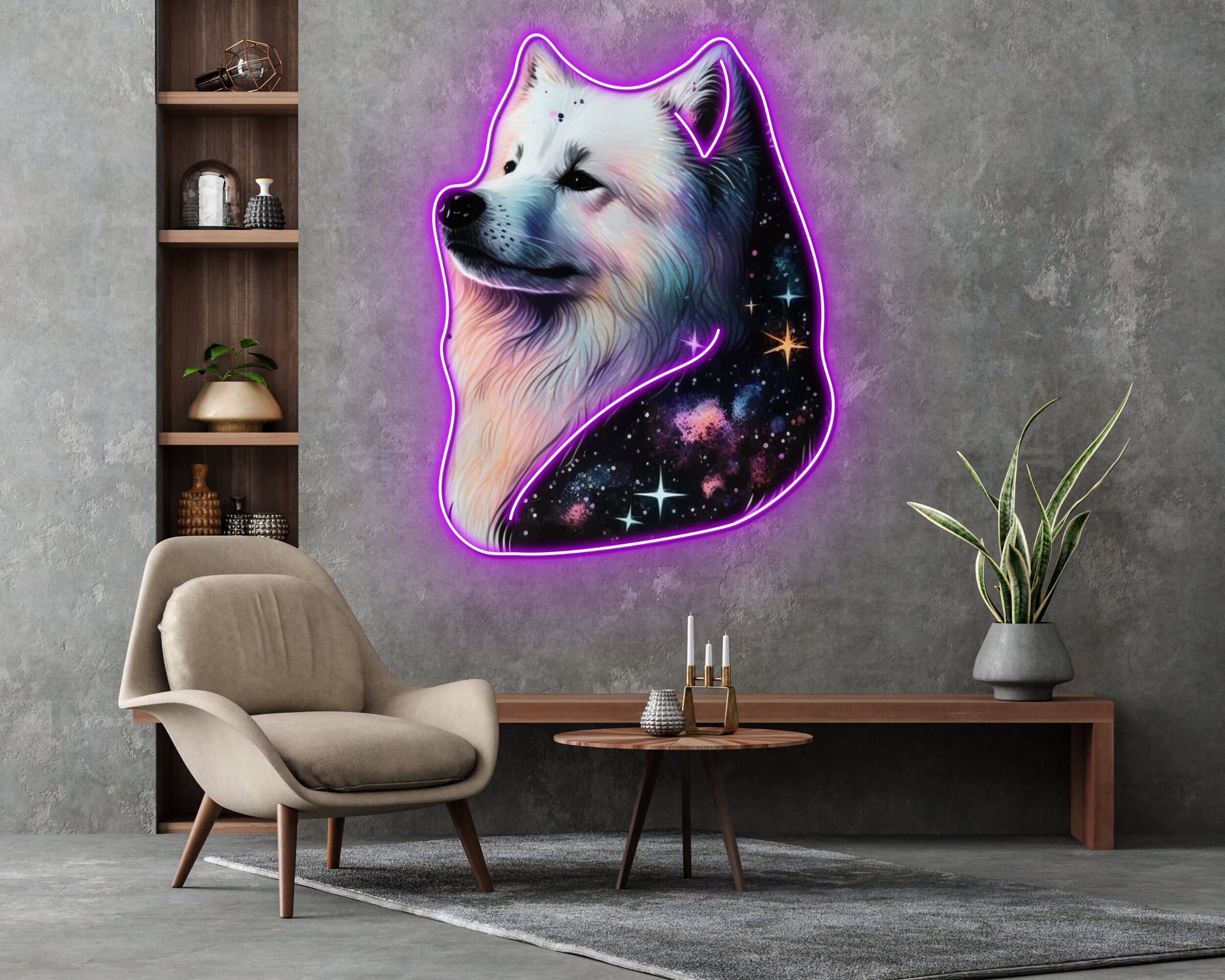Galaxy Colourful Art Samoyed Dog Painting Pom Puppy Owners