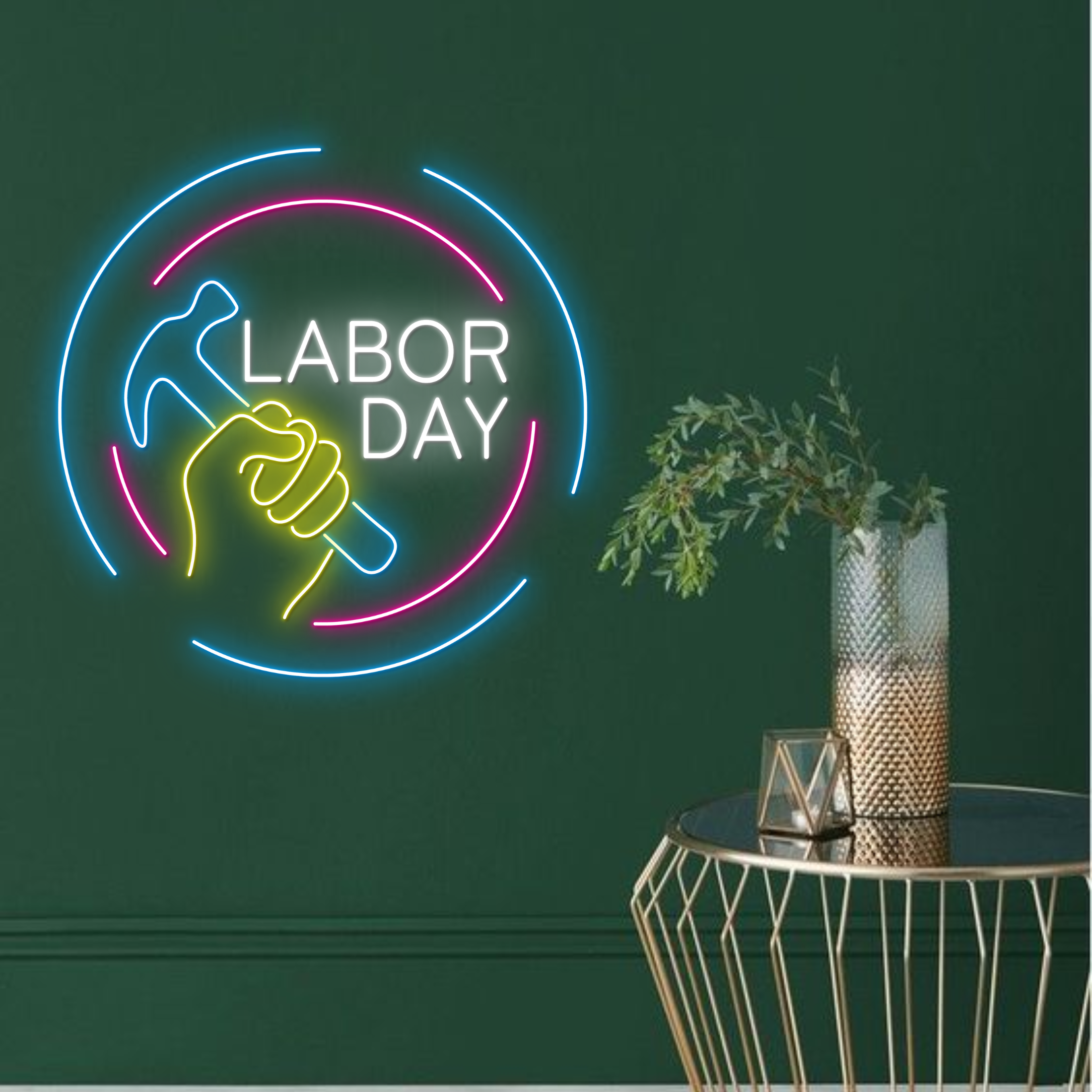Labor Day Neon Sign Office Wall Art Decor