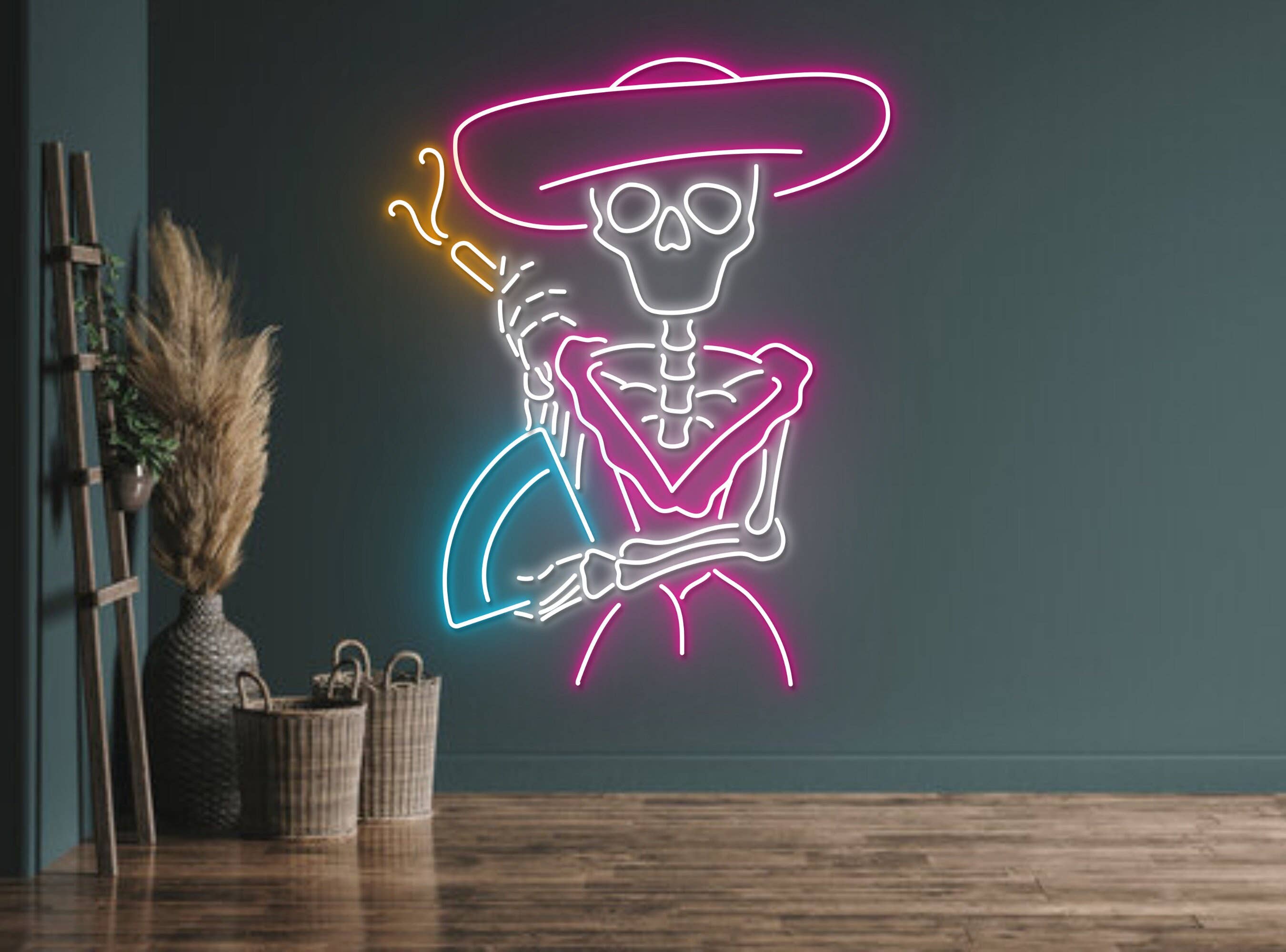 Queen Calaveras Skull Neon Sign Halloween Wall Light Decor