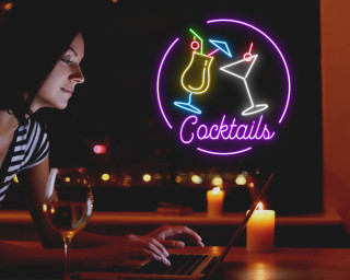 Cocktails Cup Bar Pub Neon Signs Decor sign