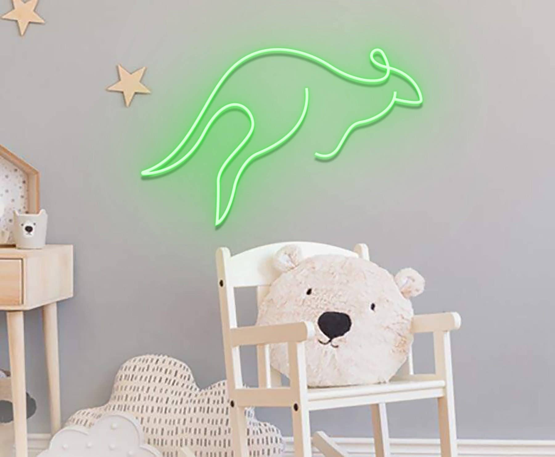 Kangoroo Line Art Neon Signs Animal Wall Decor