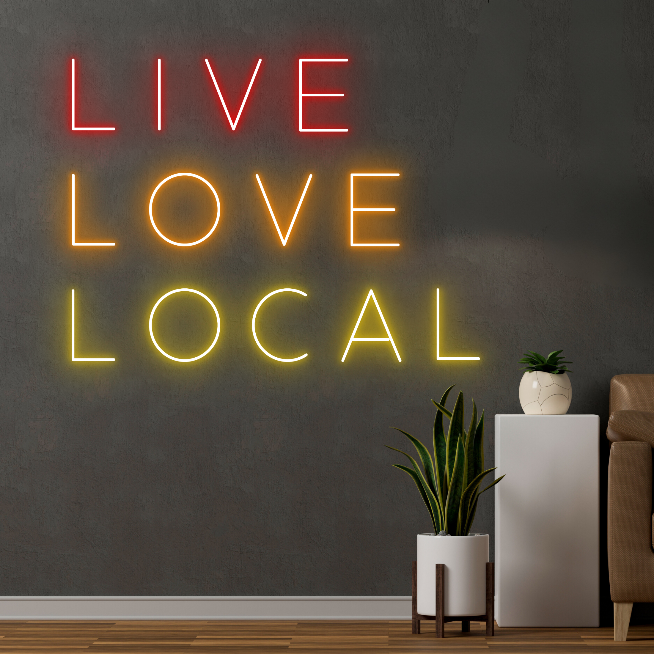 Live Love Local Neon Sign Shop Store Business Lights Decor