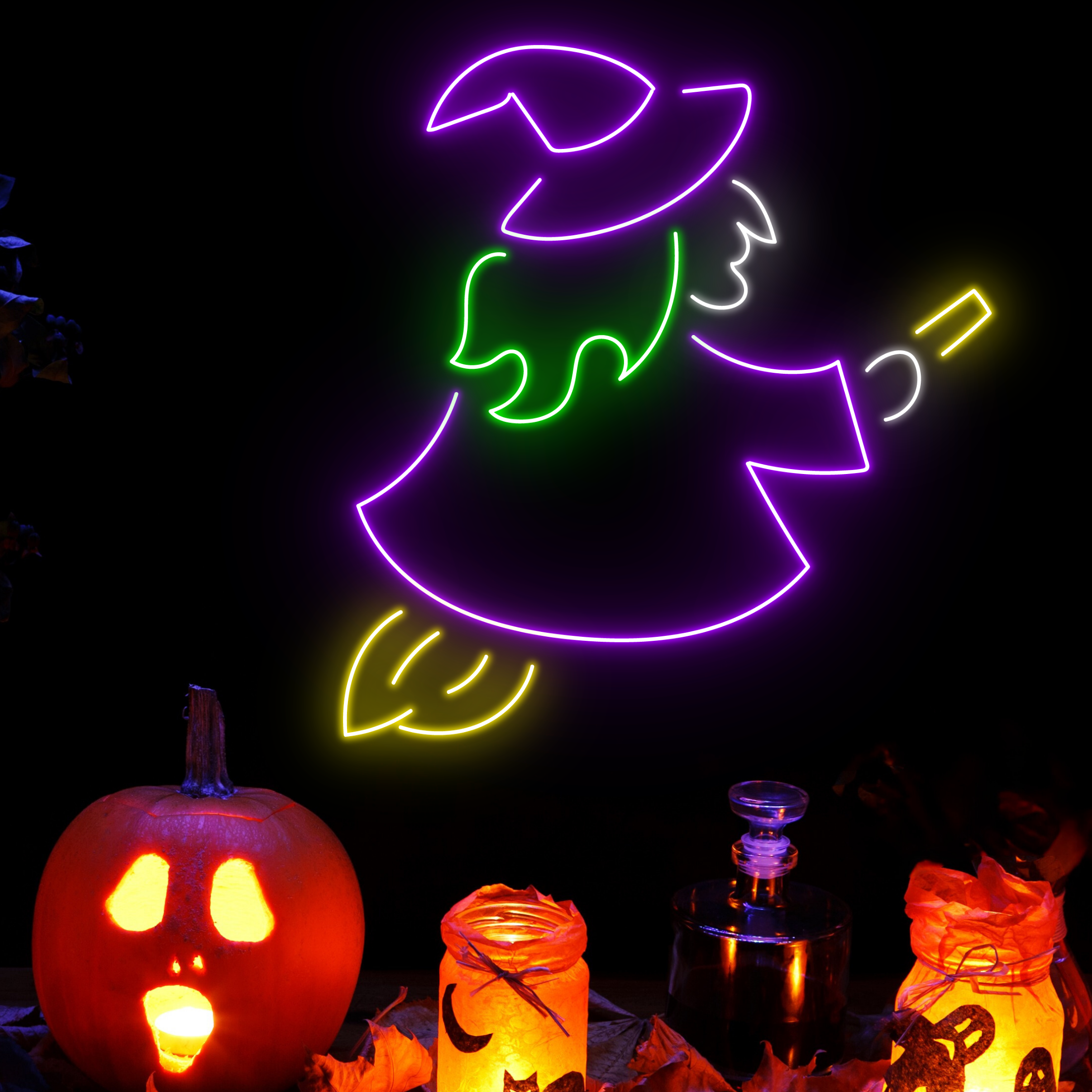 Magician Witch Neon Signs Halloween Decor