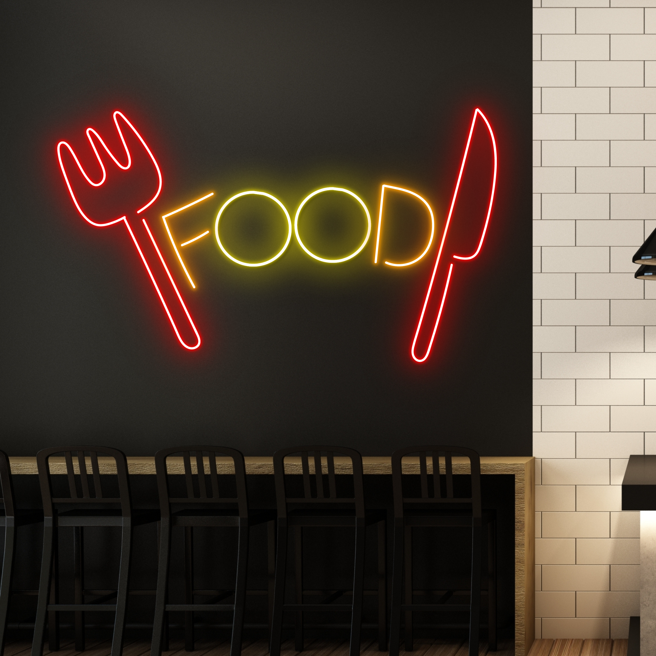 Food Neon Sign Fast Food Store Long-lasting Signboard Decor