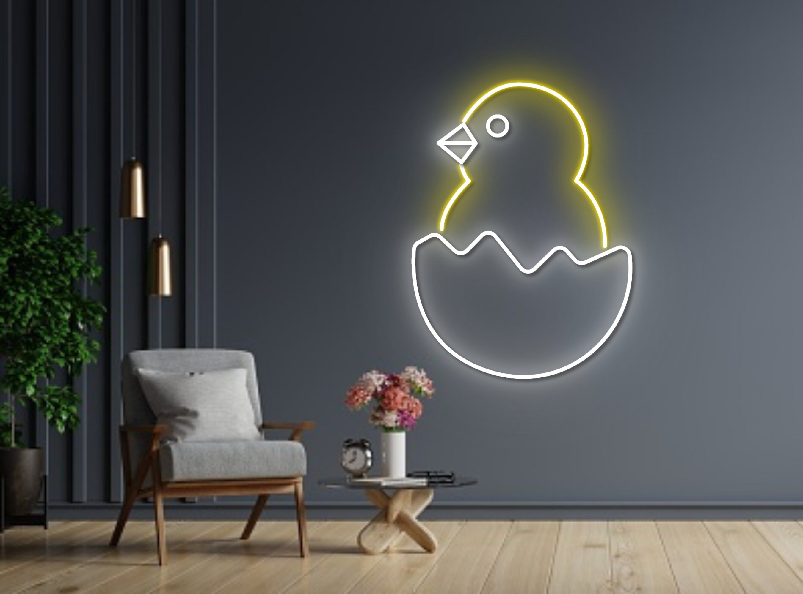 Hatched Chick In Eggshell Neon Sign